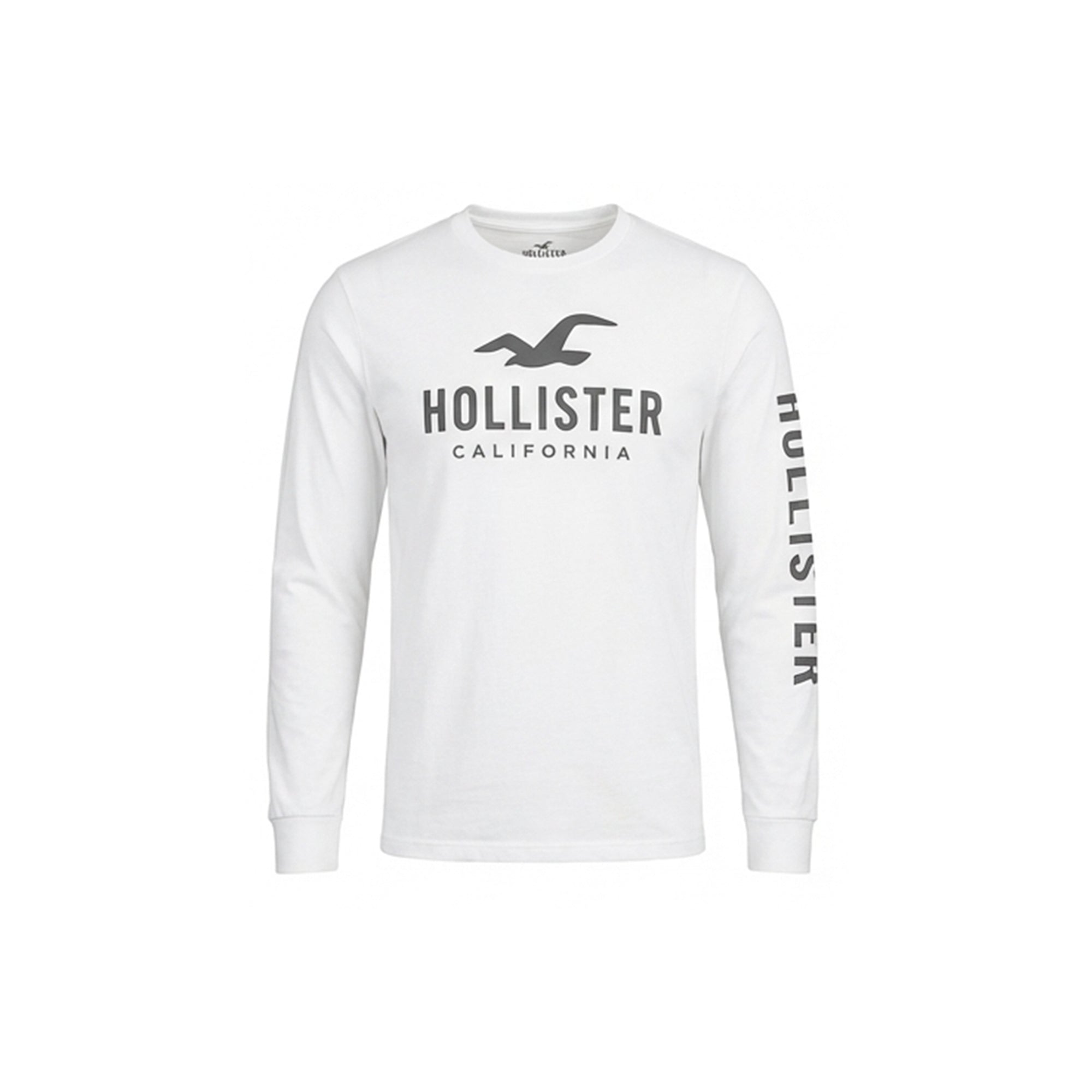 hollister white dress shirt Hollister Men's Long Sleeve T Shirt Crew Neck White – Globed