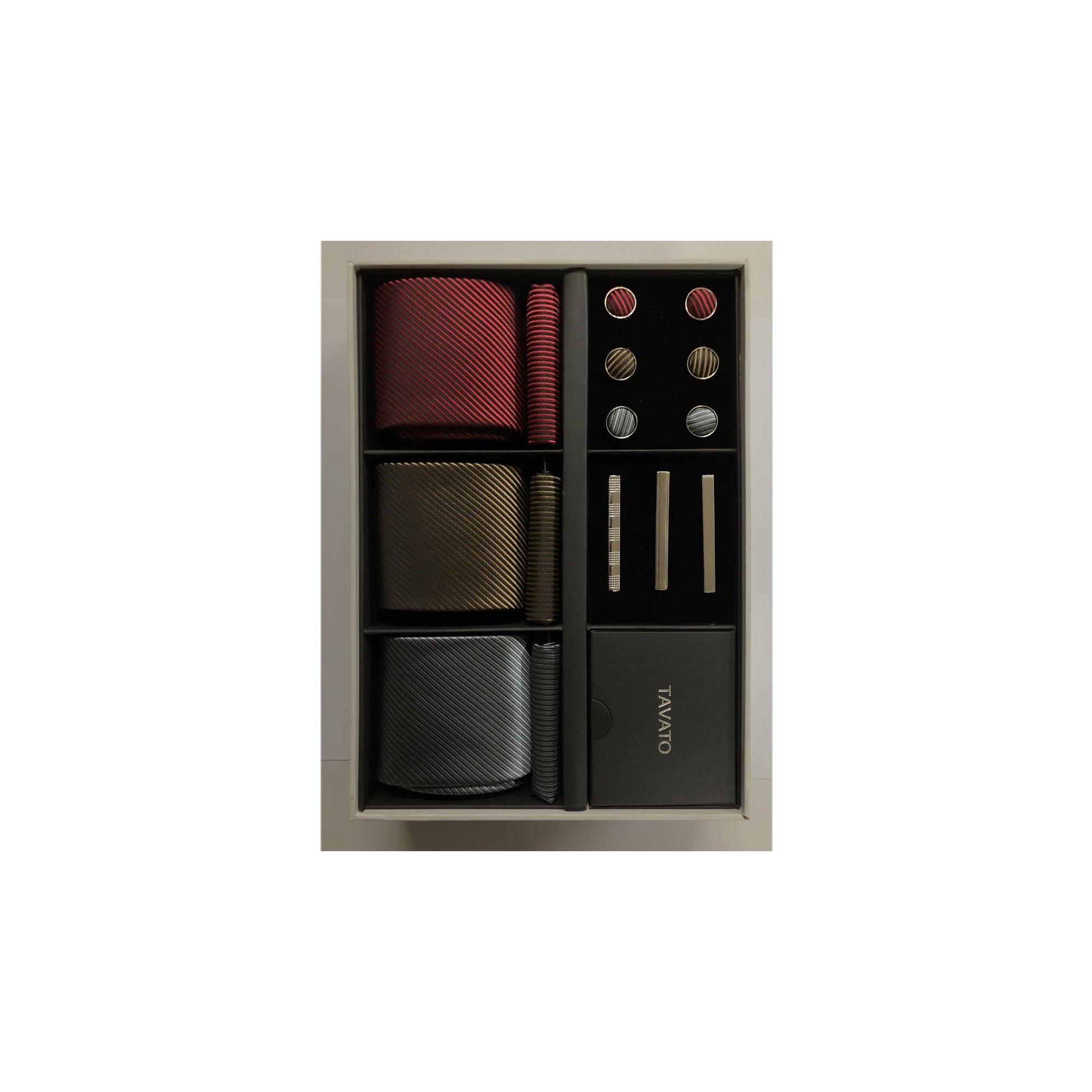 Premium Mens Gift Tie Set Silky Necktie Pocket Square Tie Clip Cufflinks Formal Accessories