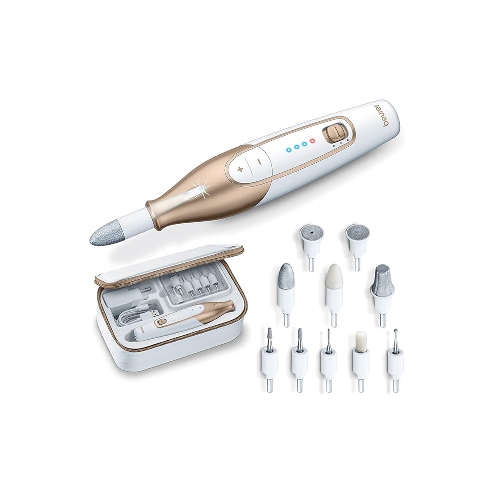 Beurer 14-Piece Professional Manicure & Pedicure Kit Ÿ?? Cordless Nail Drill, 10 Attachments, 3-Speed Electric Nail File Set