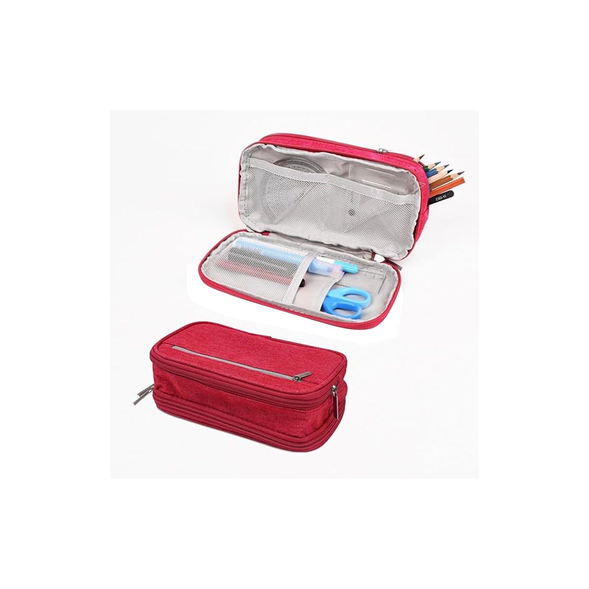 BARUHARI Red Pencil Case Large Capacity Big Stationery Storage Kit for Office School