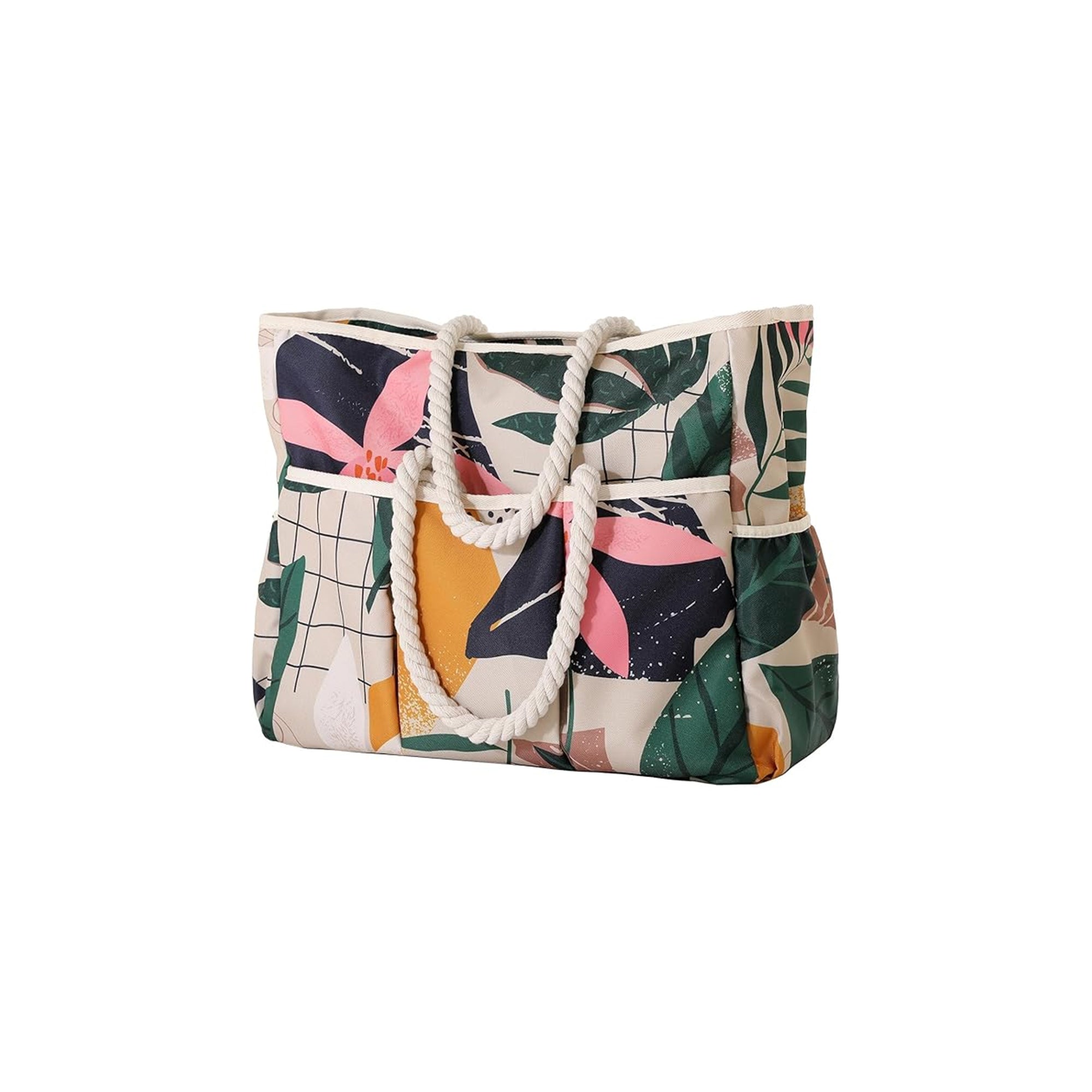 Vomgomfom Large Beach Bag Summer Shopping Tote Spacious Carryall Beach Gym Bag