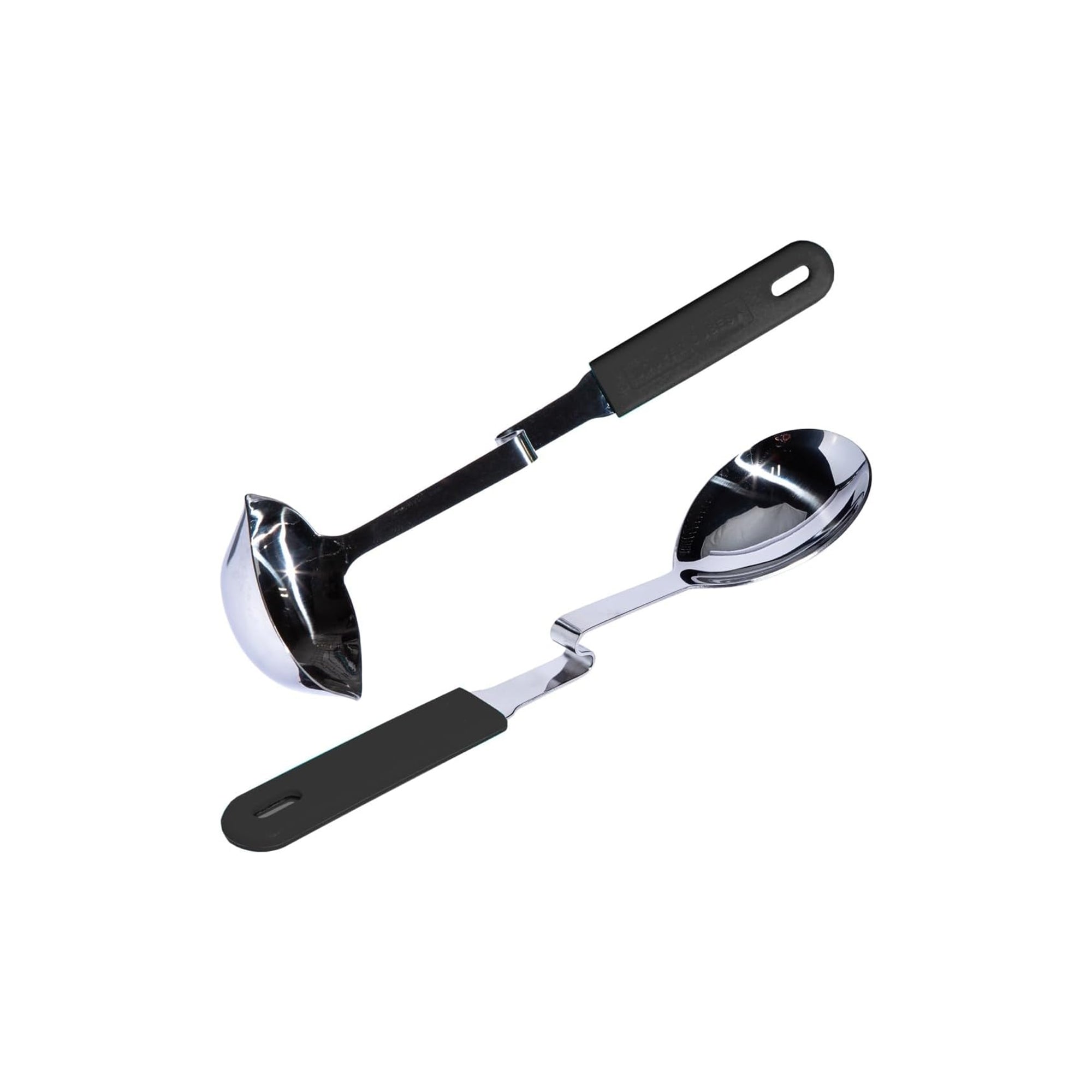 Souper Cubes Lori Greiner No Mess Silicone Handle Stainless Steel Ladle and Serving Spoon Set Kitchen Utensils for Cooking and Serving