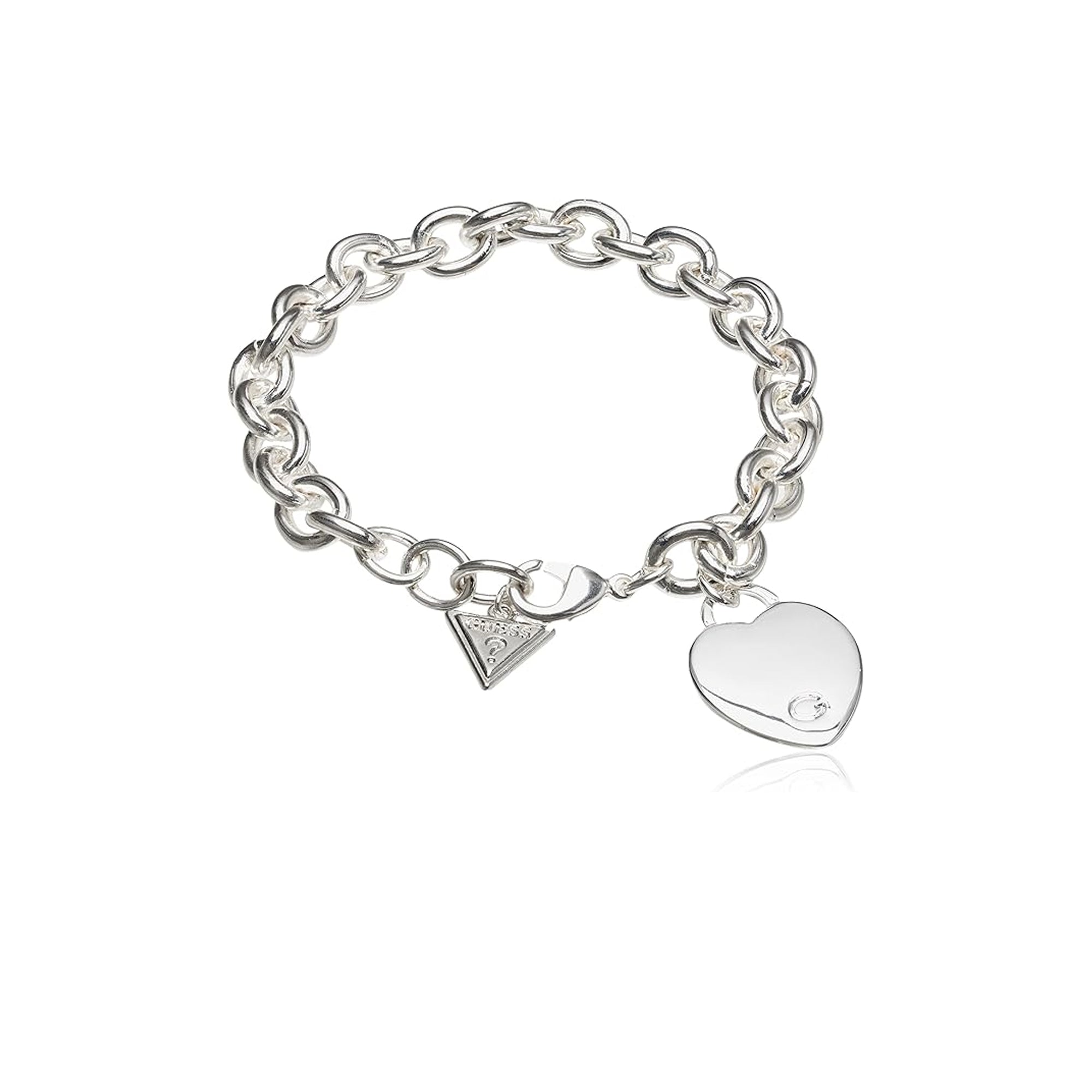 GUESS "Basic" G Logo Heart Link Bracelet, One Size, metal,