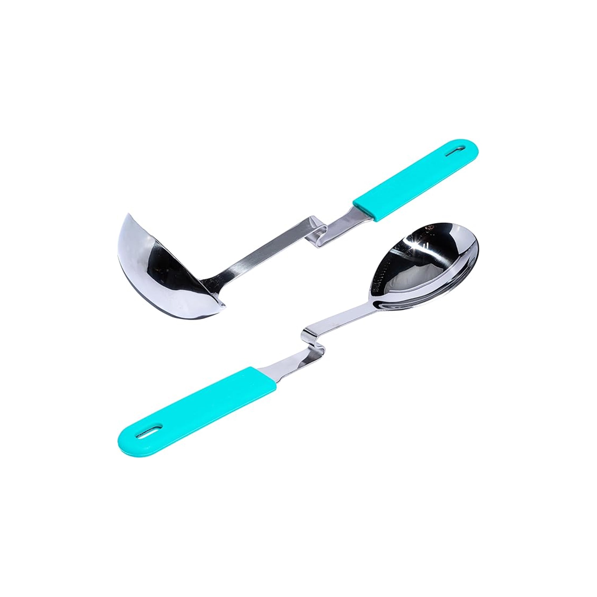 Souper Cubes + Lori Greiner Stainless Steel Ladle and Serving Spoon Set with No Mess Silicone Handle Kitchen Utensils for Cooking and Serving