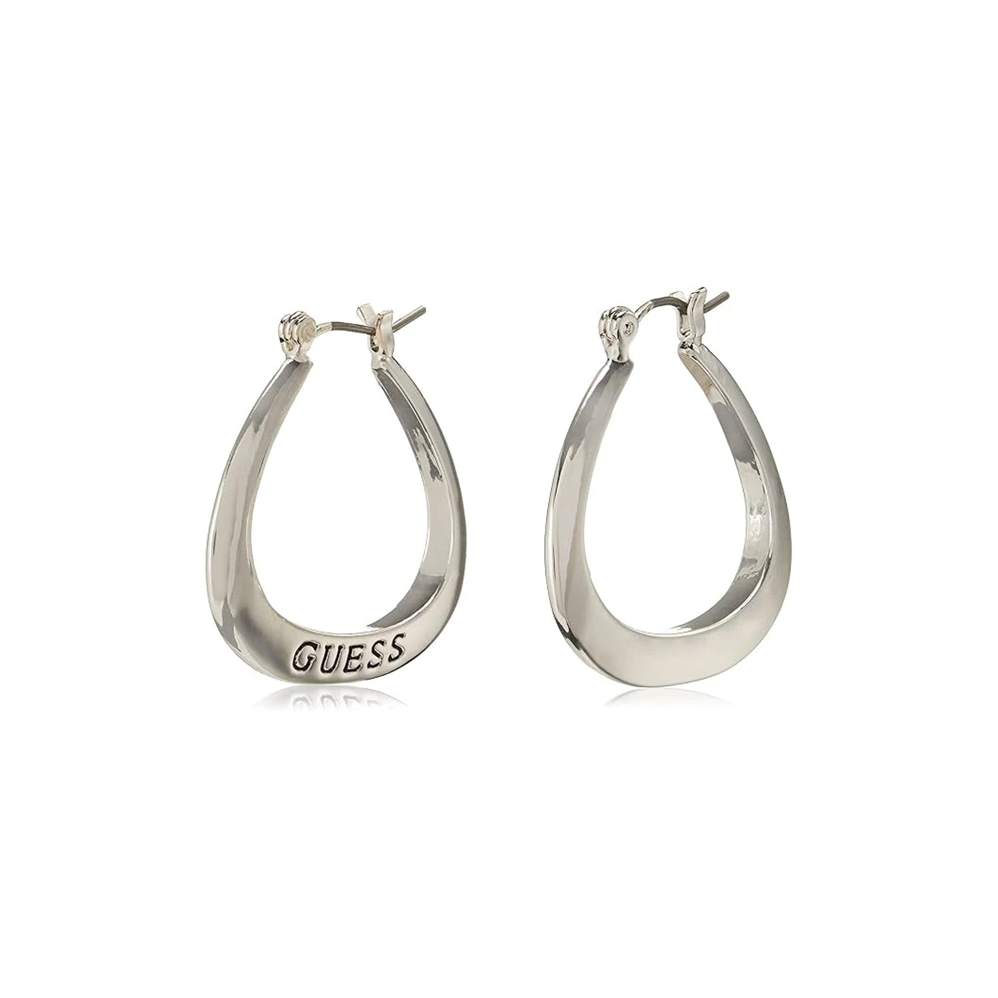 GUESS Basic Small Oval Logo Hoop Earrings, Metal