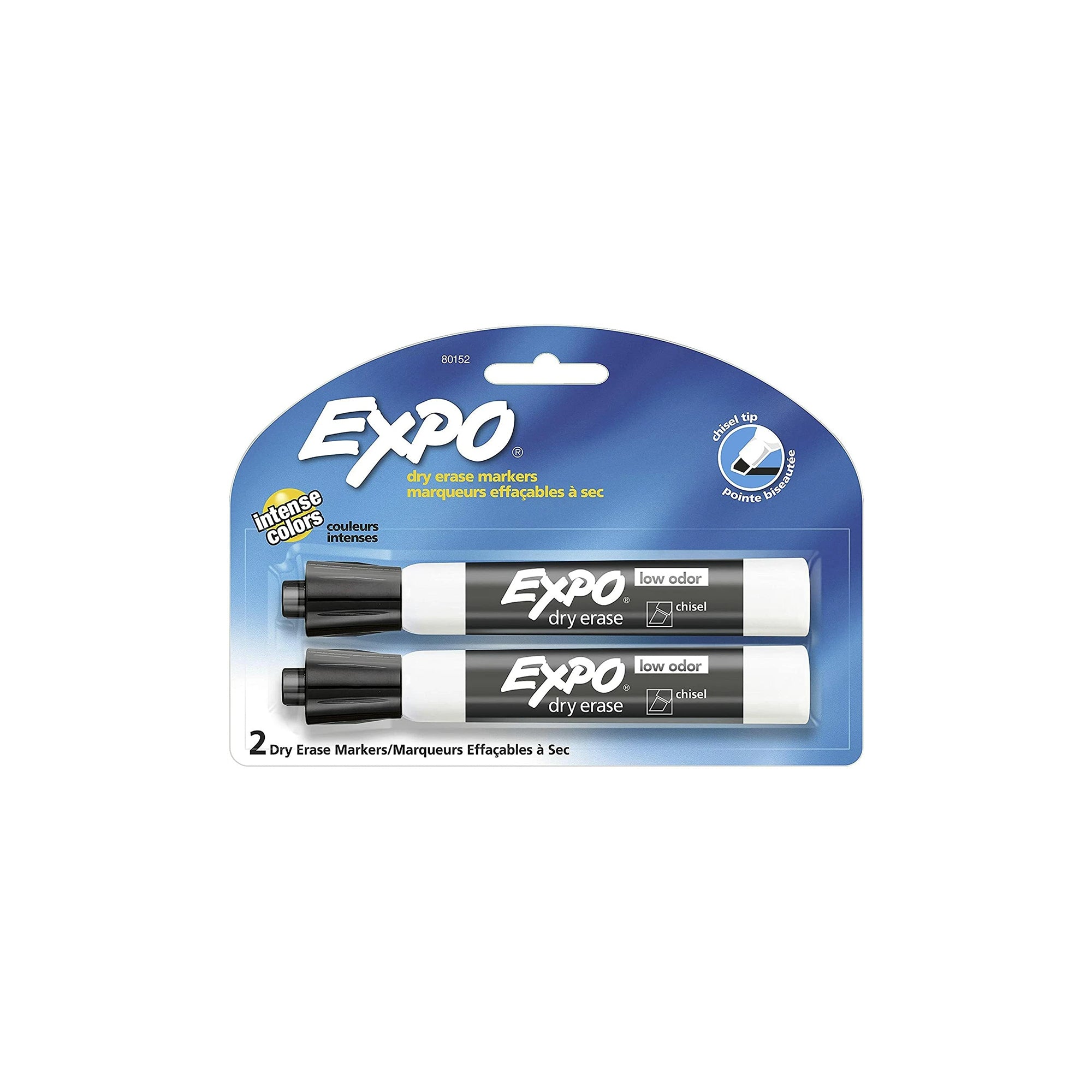 EXPO Low Odor Dry Erase Markers Chisel Tip Black 2 Pack Whiteboard Markers