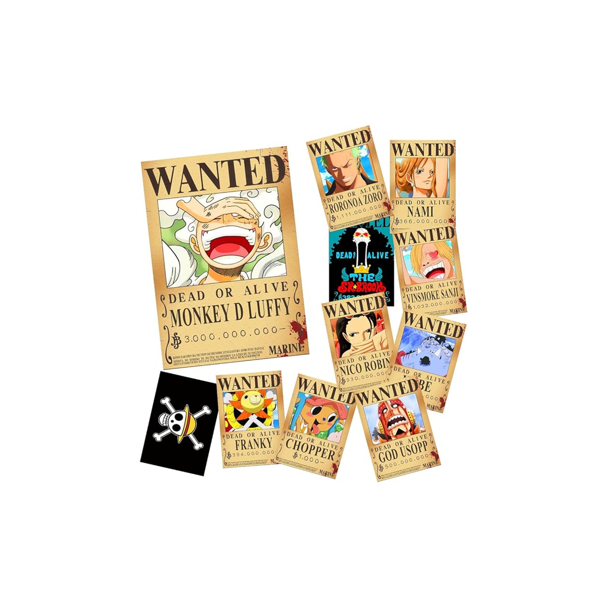 7 PCS One Piece Anime Bounty Posters Ÿ?? Nika Luffy & New Four Emperors