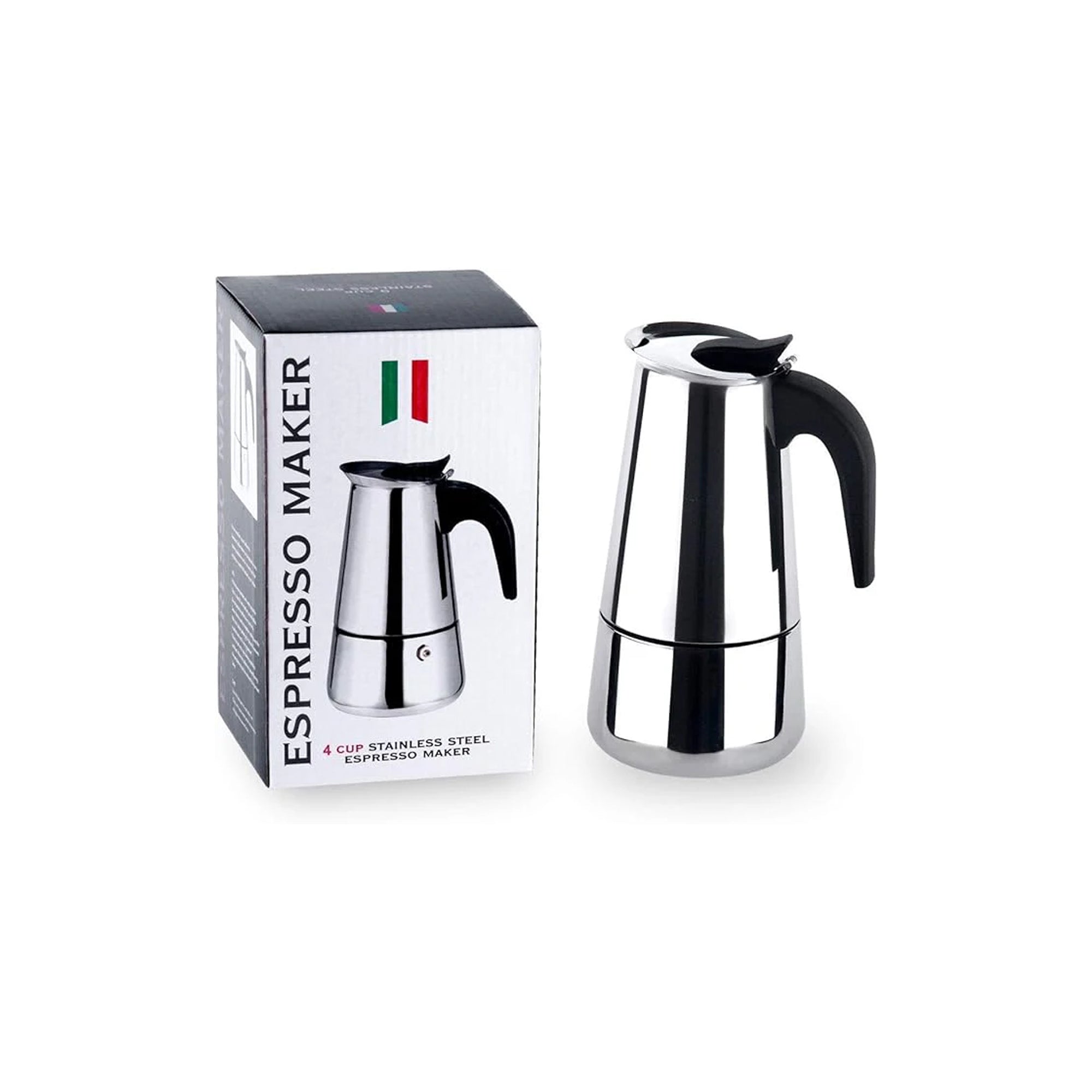 Saiyam Stainless Steel Espresso Maker Ÿ?? 4-Cup (200ml) Stovetop Moka Pot, Italian Coffee Percolator, Silver