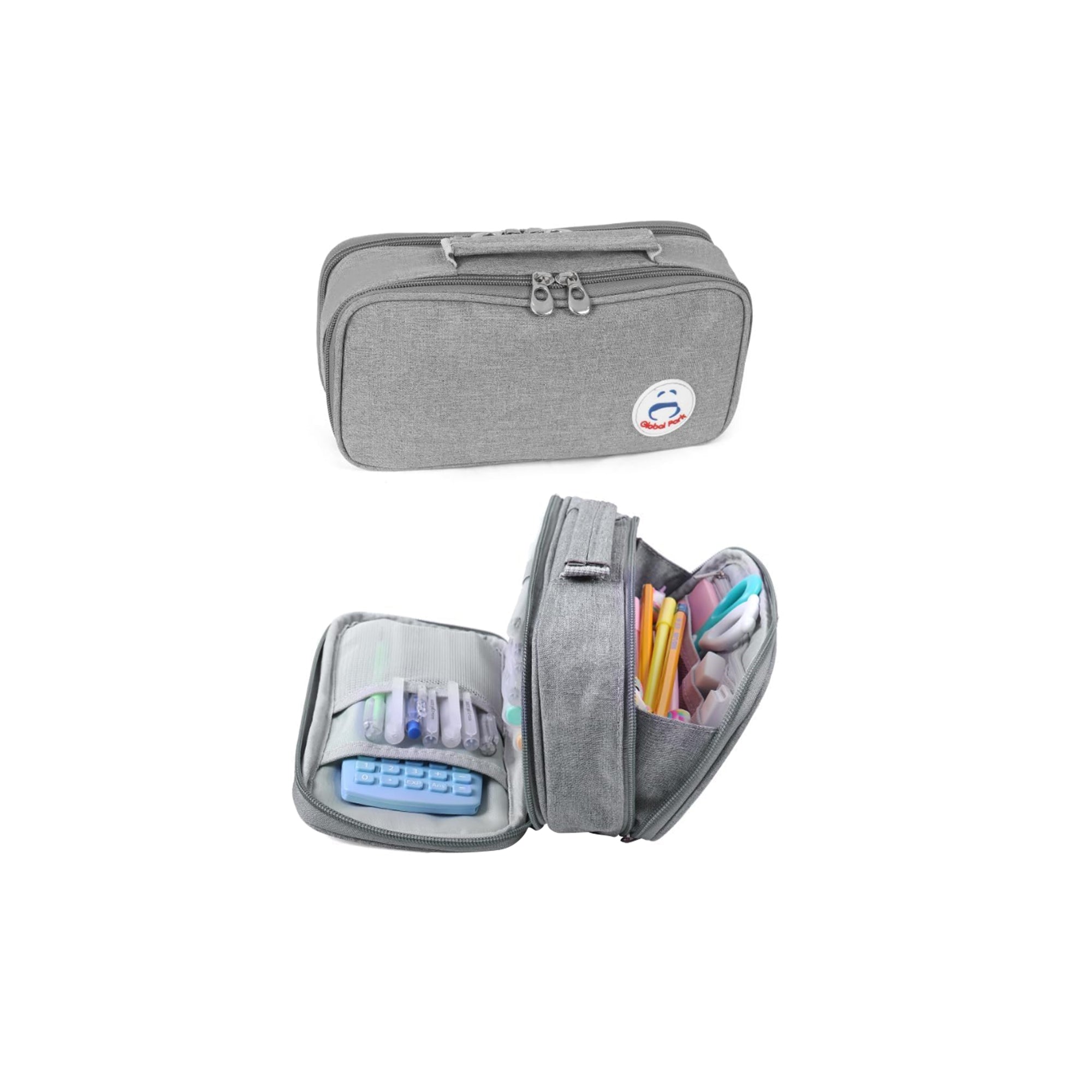 Big Capacity Pencil Case with Handle Ÿ?? Double Zippers Desk Organizer & Cosmetic Bag