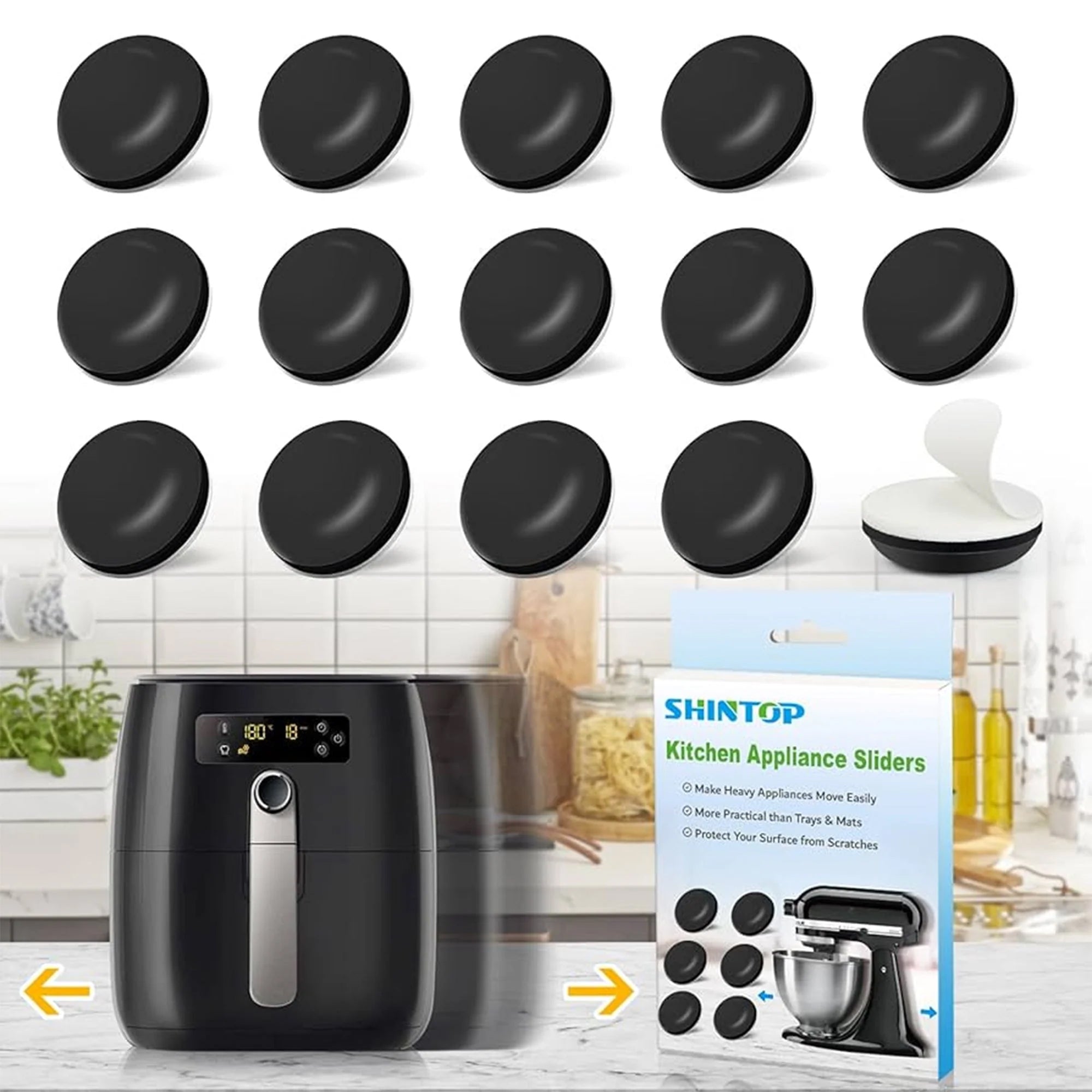 Kitchen Appliance Sliders Ÿ?? 16 PCS Self-Adhesive Pads for Easy Moving & Space-Saving