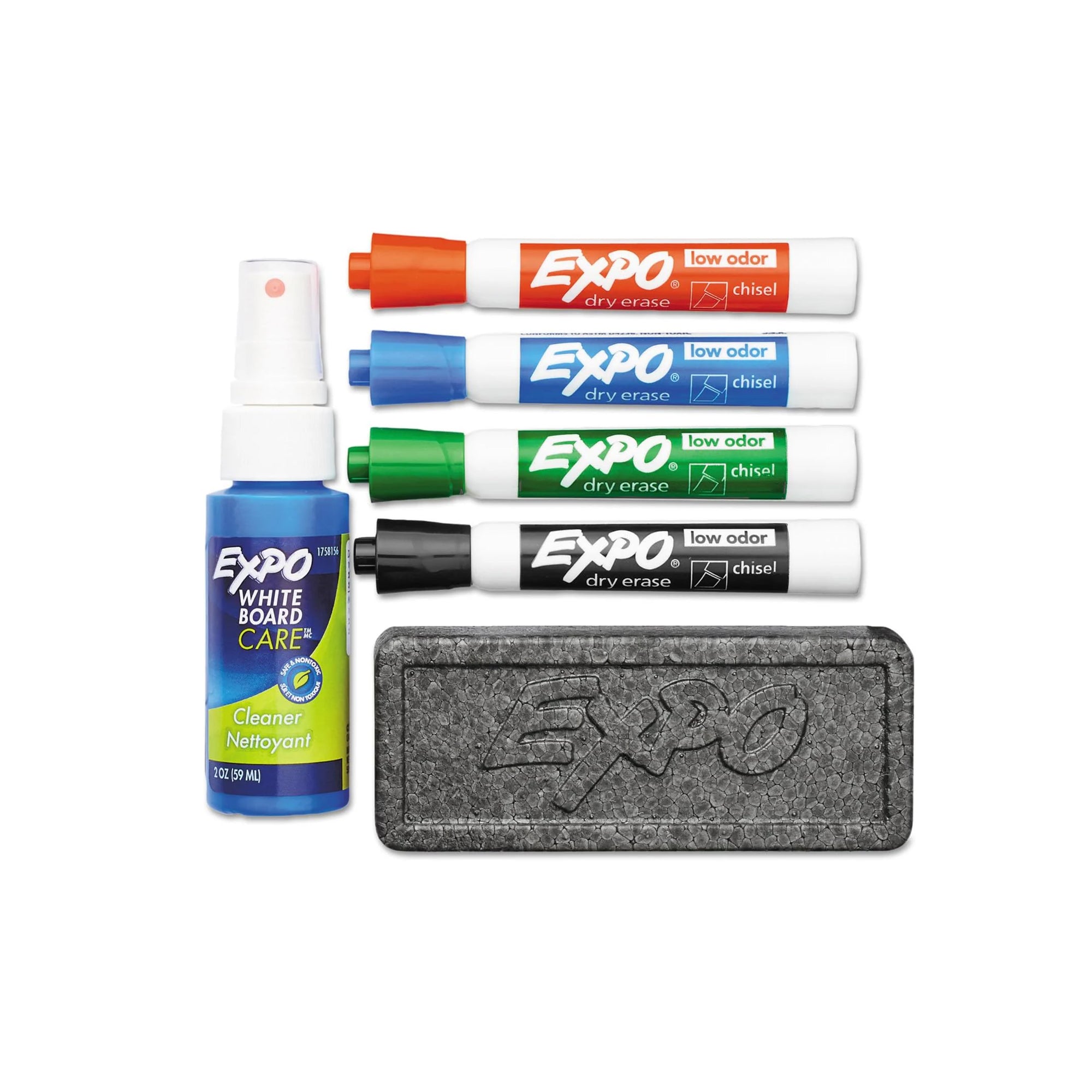 EXPO 80653 Low Odor Dry Erase Marker Starter Set Chisel Assorted 4/Set