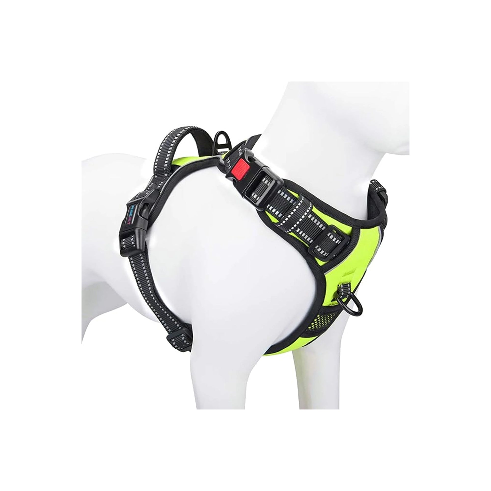 PHOEPET No Pull Dog Harness Medium Reflective Front Clip Vest with Handle,Adjustable 2 Metal Rings 3 Buckles ,[Easy to Put on & Take Off](M,