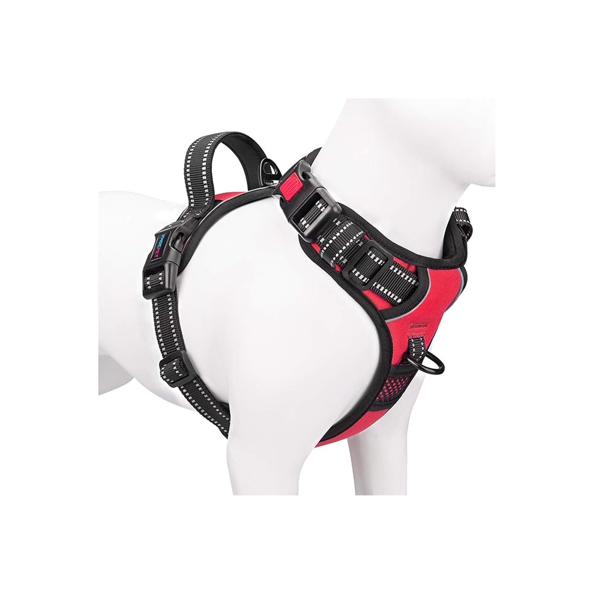 PHOEPET No Pull Dog Harness Ÿ?? Medium Ÿ?? Reflective Front Clip with Handle Ÿ?? Red