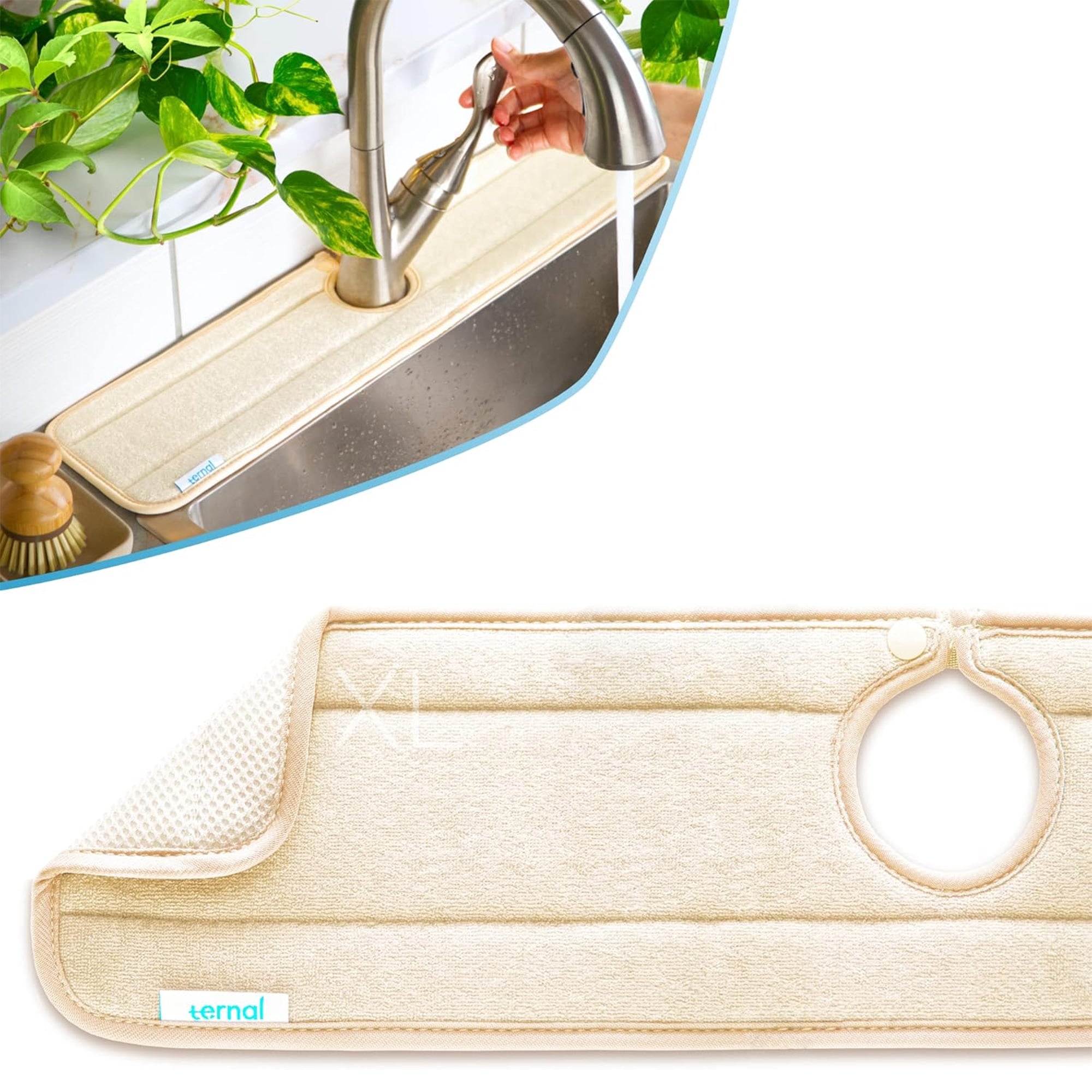 Ternal Kitchen Sink Mat Ÿ?? Absorbent Microfiber Splash Guard & Drip Catcher