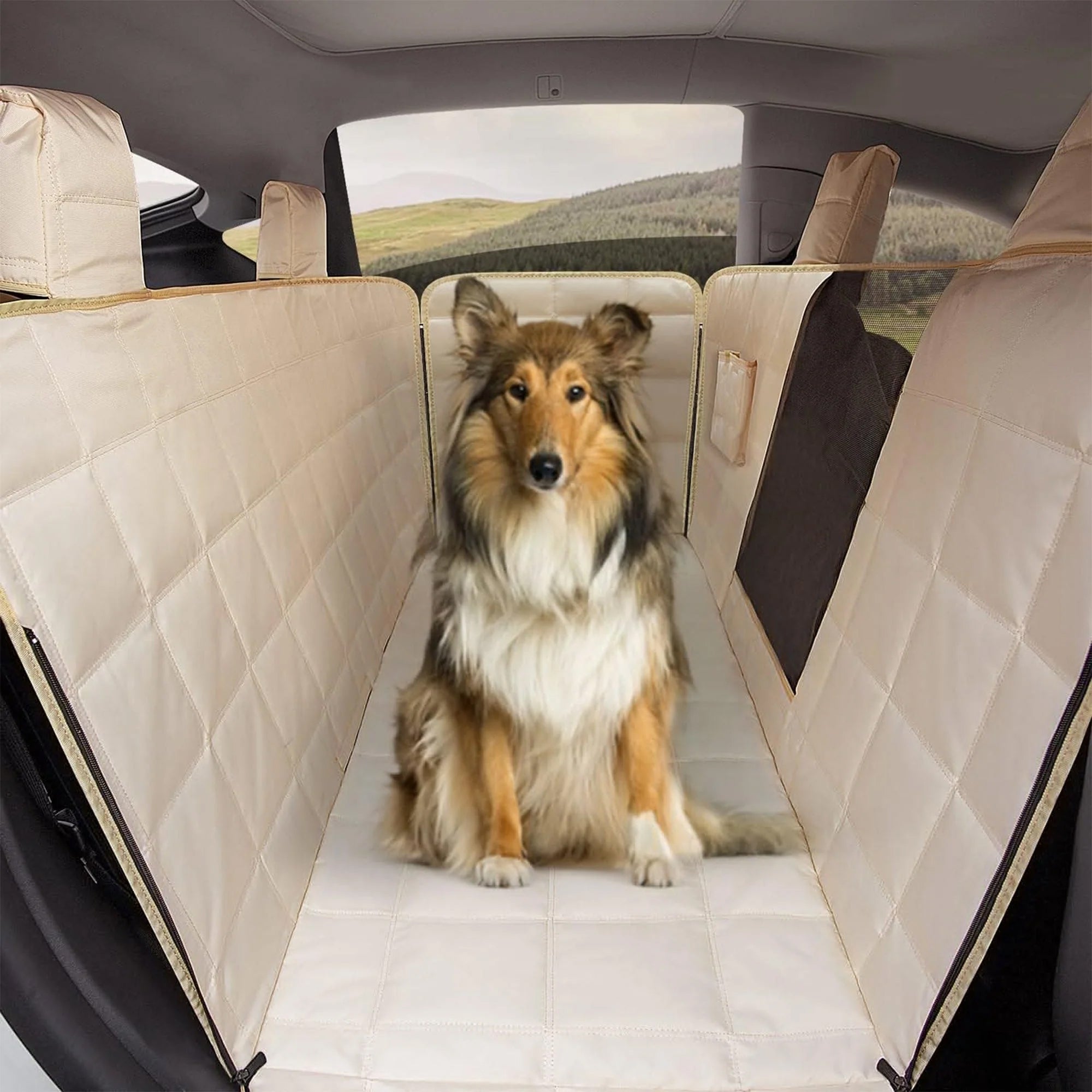 Lassie Waterproof Dog Car Hammock Ÿ?? Fits Tesla Model Y & Model 3 with 4 Headrests
