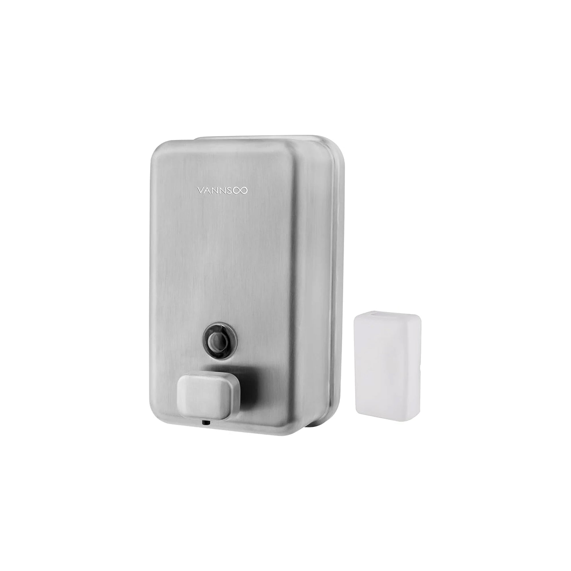 VANNSOO Wall Mounted Soap Dispenser – 1100ml Stainless Steel Liquid Soap, Vertical Brushed Finish