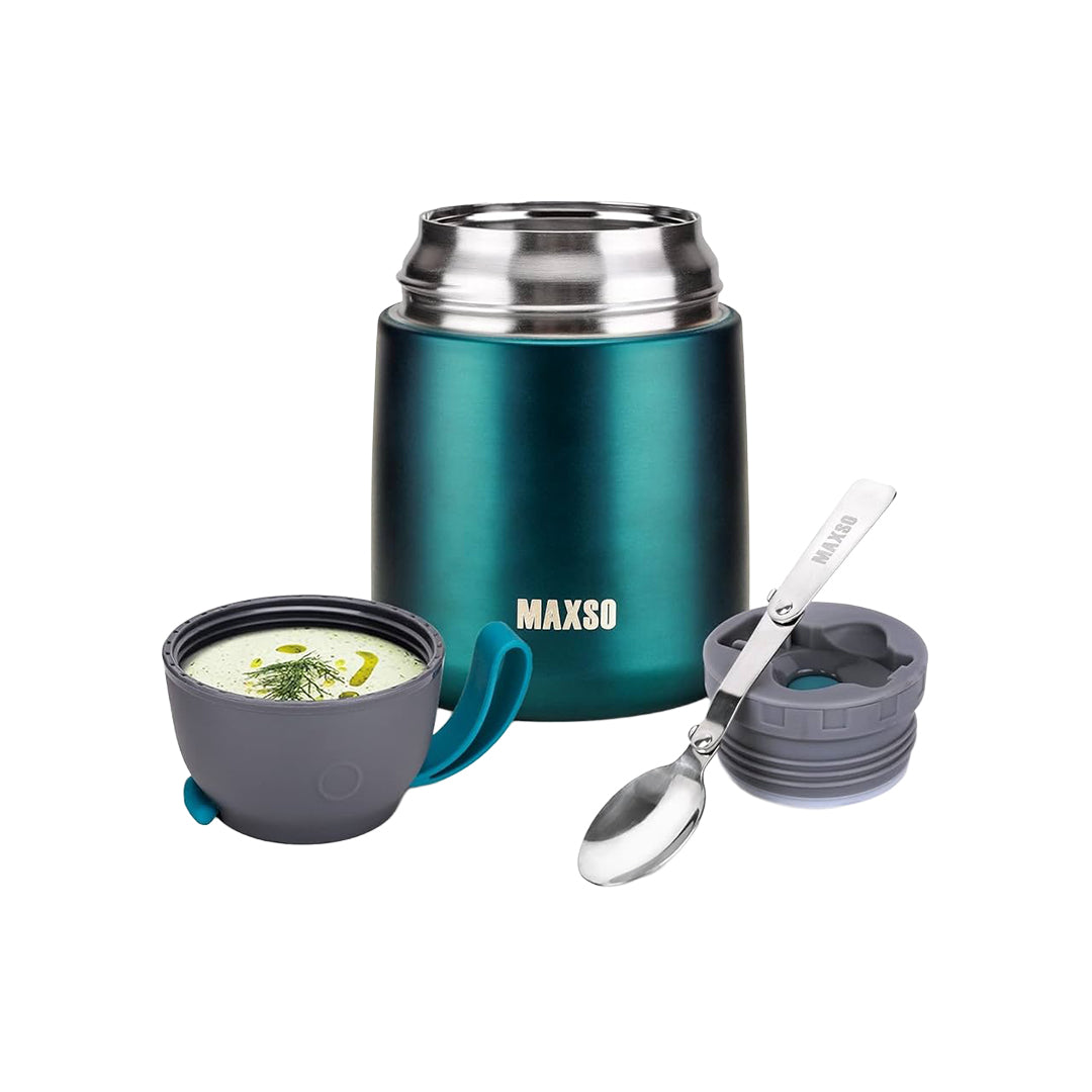MAXSO Soup Thermos 17 oz Vacuum Insulated Steel Food Jar with Spoon Hot Cold Food Flask