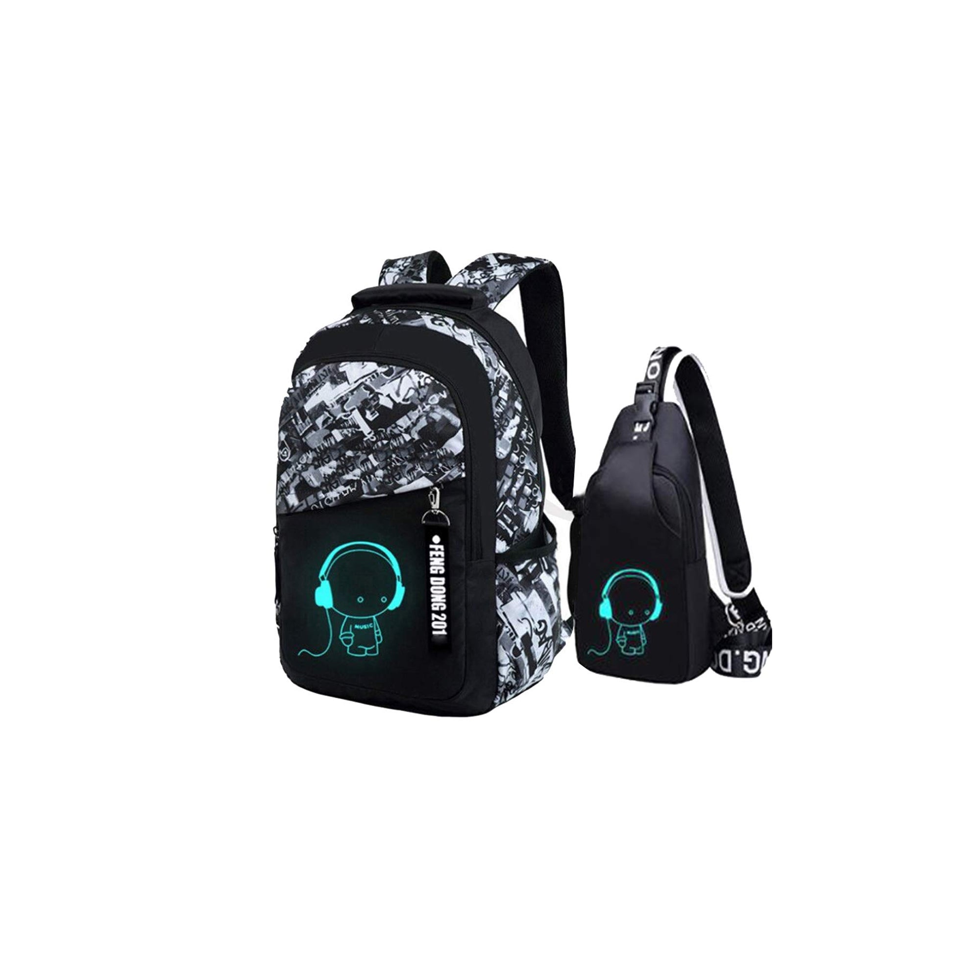 حقيبة ظهر مدرسية من قماش أكسفورد للأولاد، رمادية اللون، مناسبة للمراهقين، مزودة بطبعة وشرائط عاكسة.