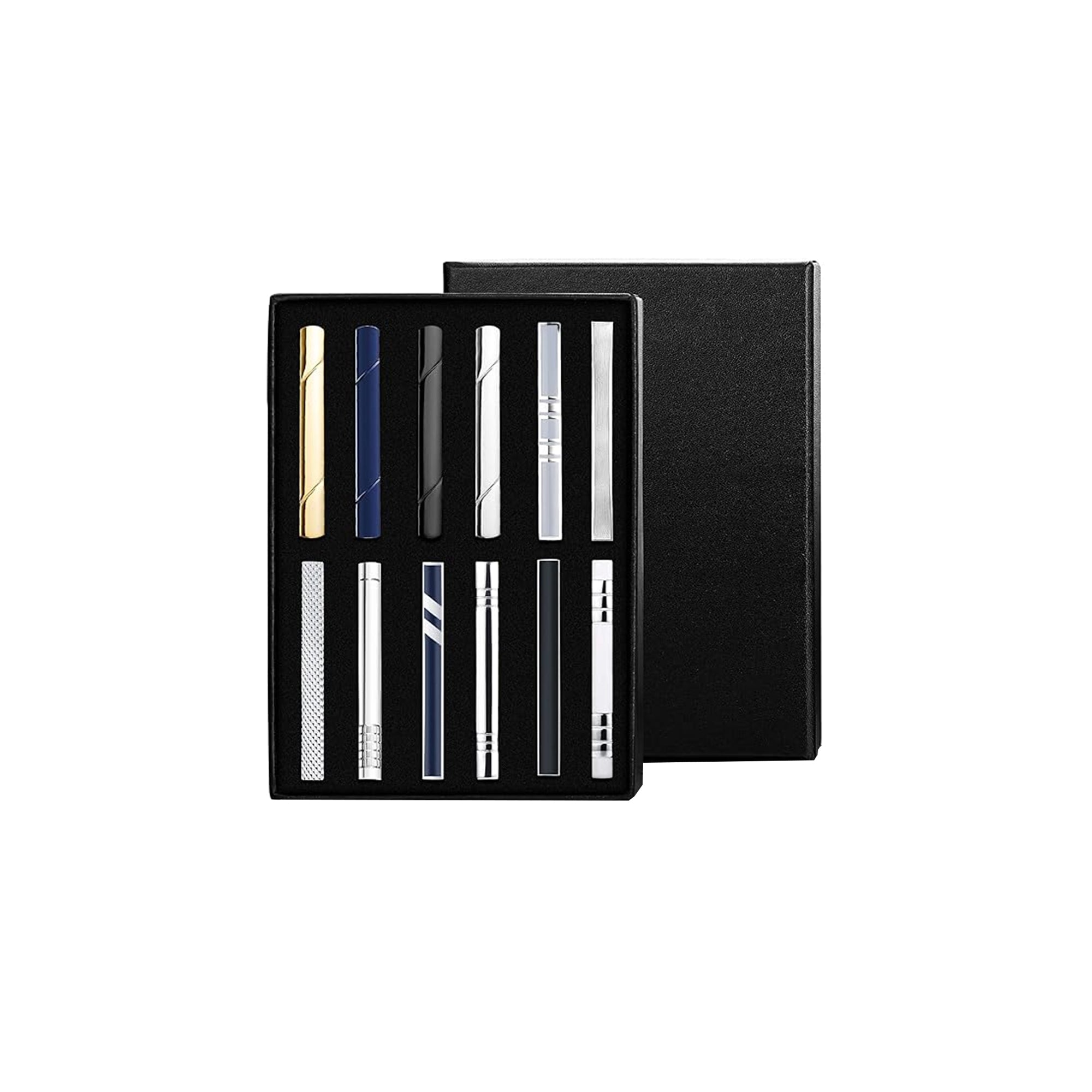 Jstyle 12 Pcs Tie Clips for Men Classic Tie Bar Clip Set for Regular Ties Wedding Business Meeting