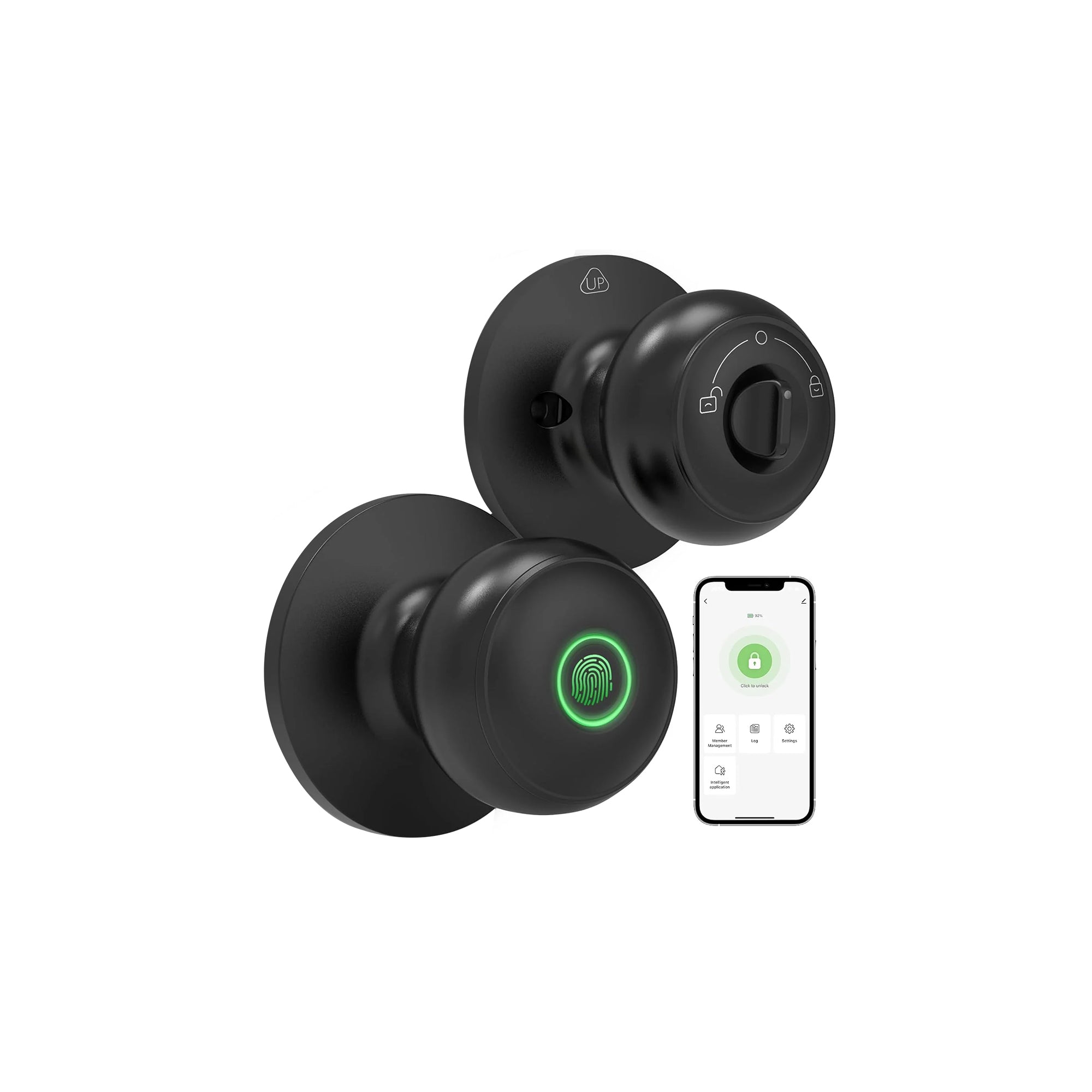 GeekTale Smart Door Knob Ÿ?? Fingerprint & Keyless Entry Lock, Black