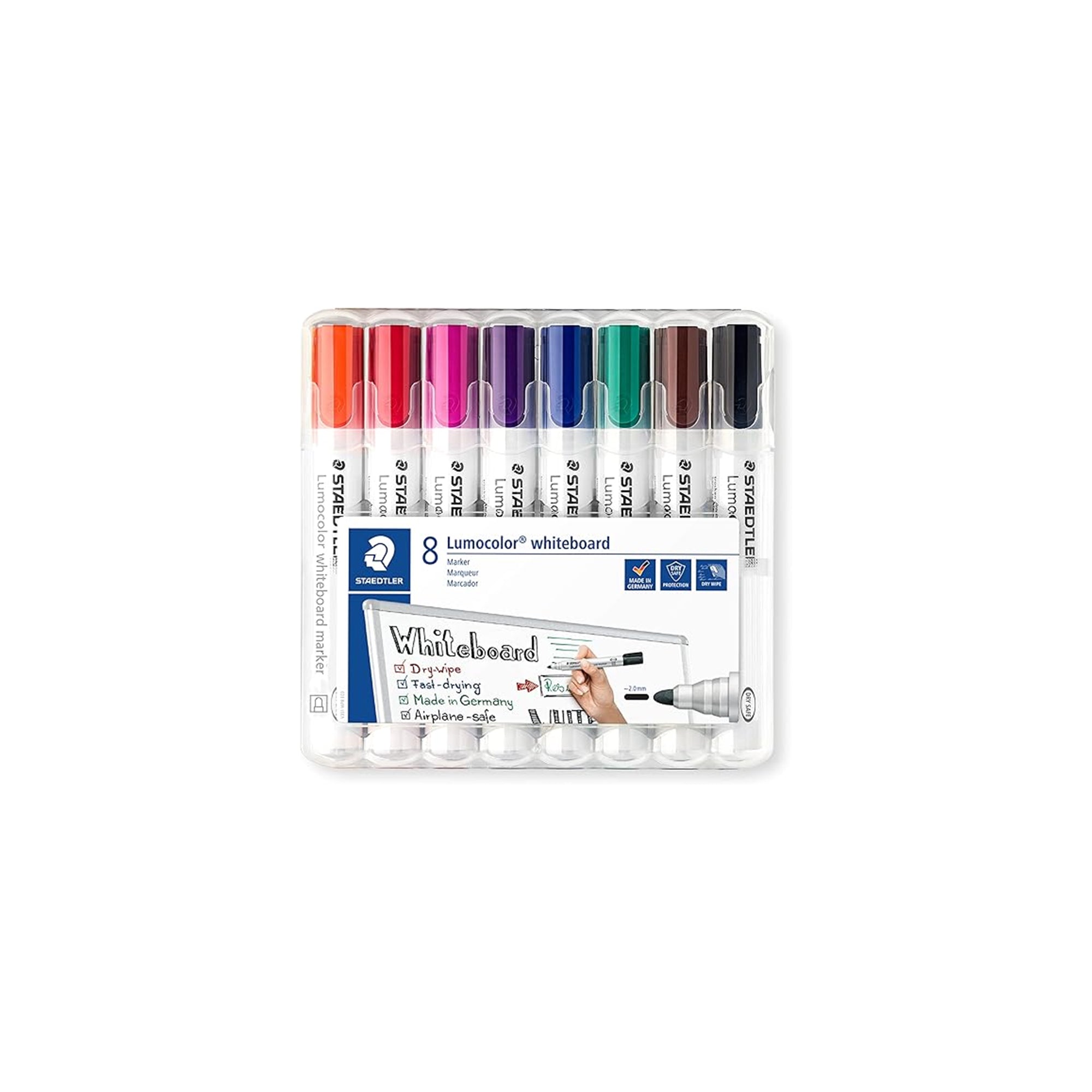 STAEDTLER 351 WP8 Lumocolor Whiteboard Markers Ÿ?? Bullet Tip, Assorted Colours (Pack of 8)