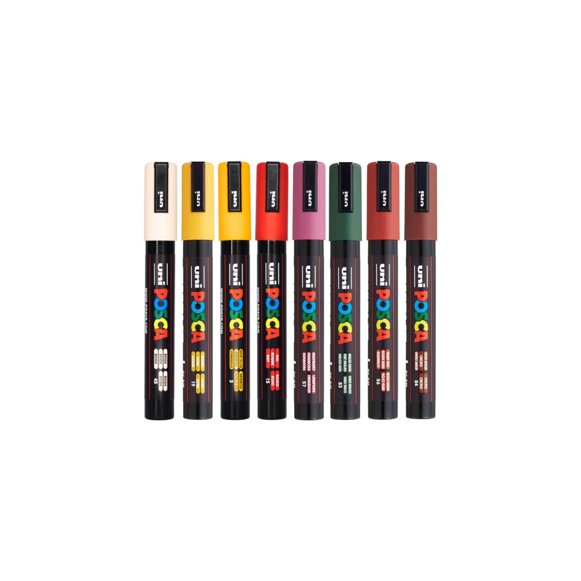 POSCA PC-5M Paint Marker Pens Ÿ?? 1.8Ÿ??2.5mm Autumn Tones, Set of 8 in Gift Box