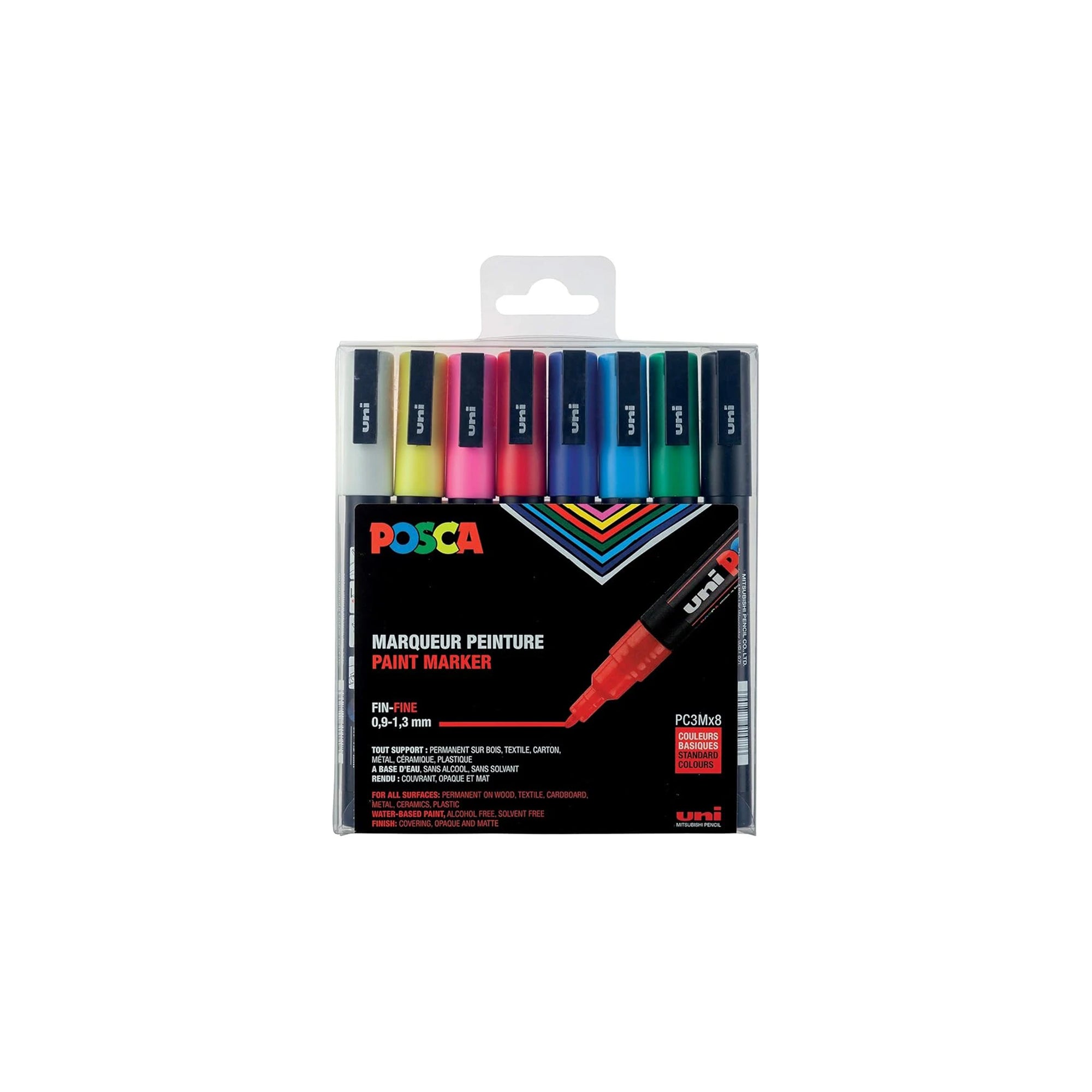 POSCA Uni-POSCA PC-3M Paint Marker Set Ÿ?? 8-Piece Assorted Colours, Fine Tip