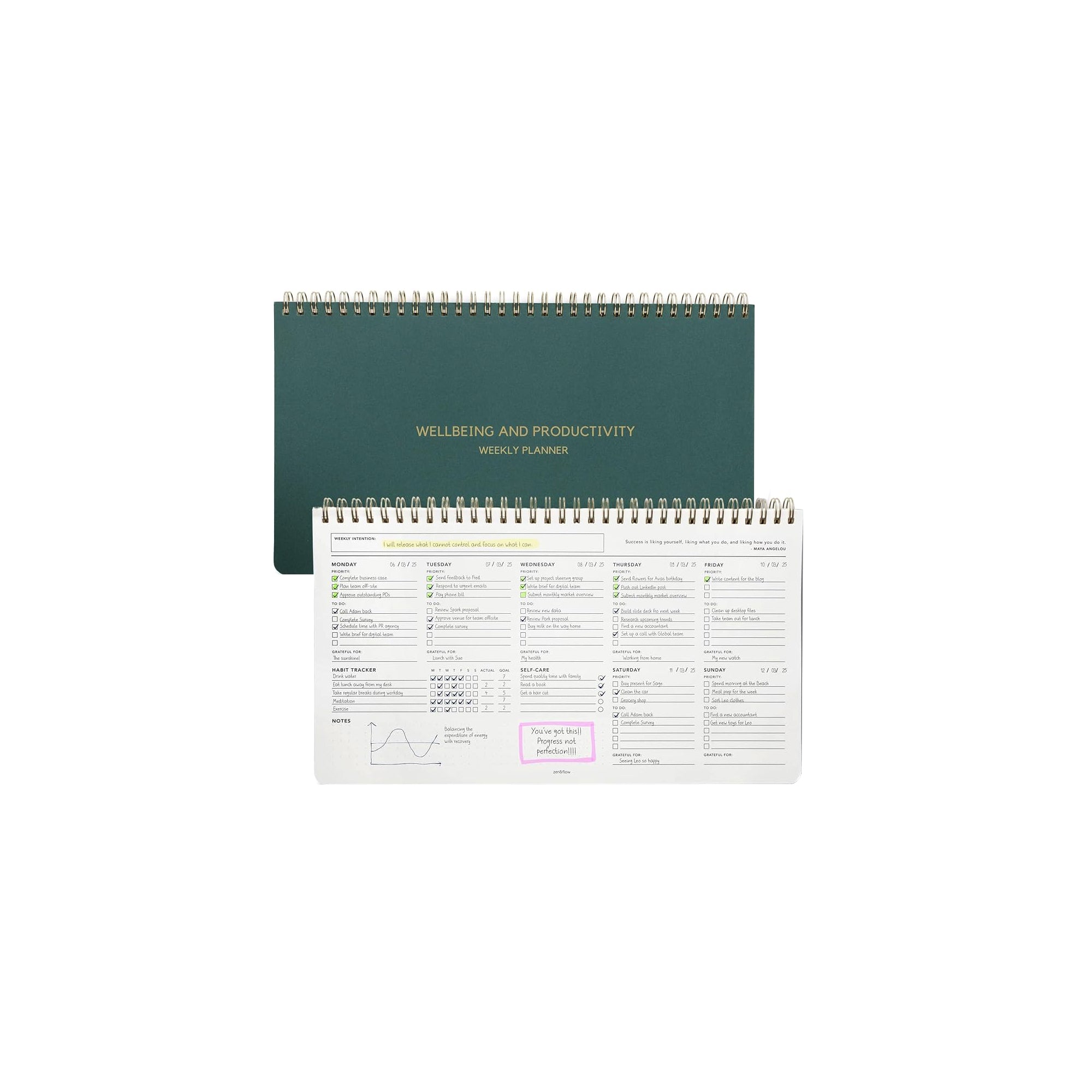 Zen & Flow Undated Weekly Planner Ÿ?? Dashboard Desk Pad & To-Do List Notepad