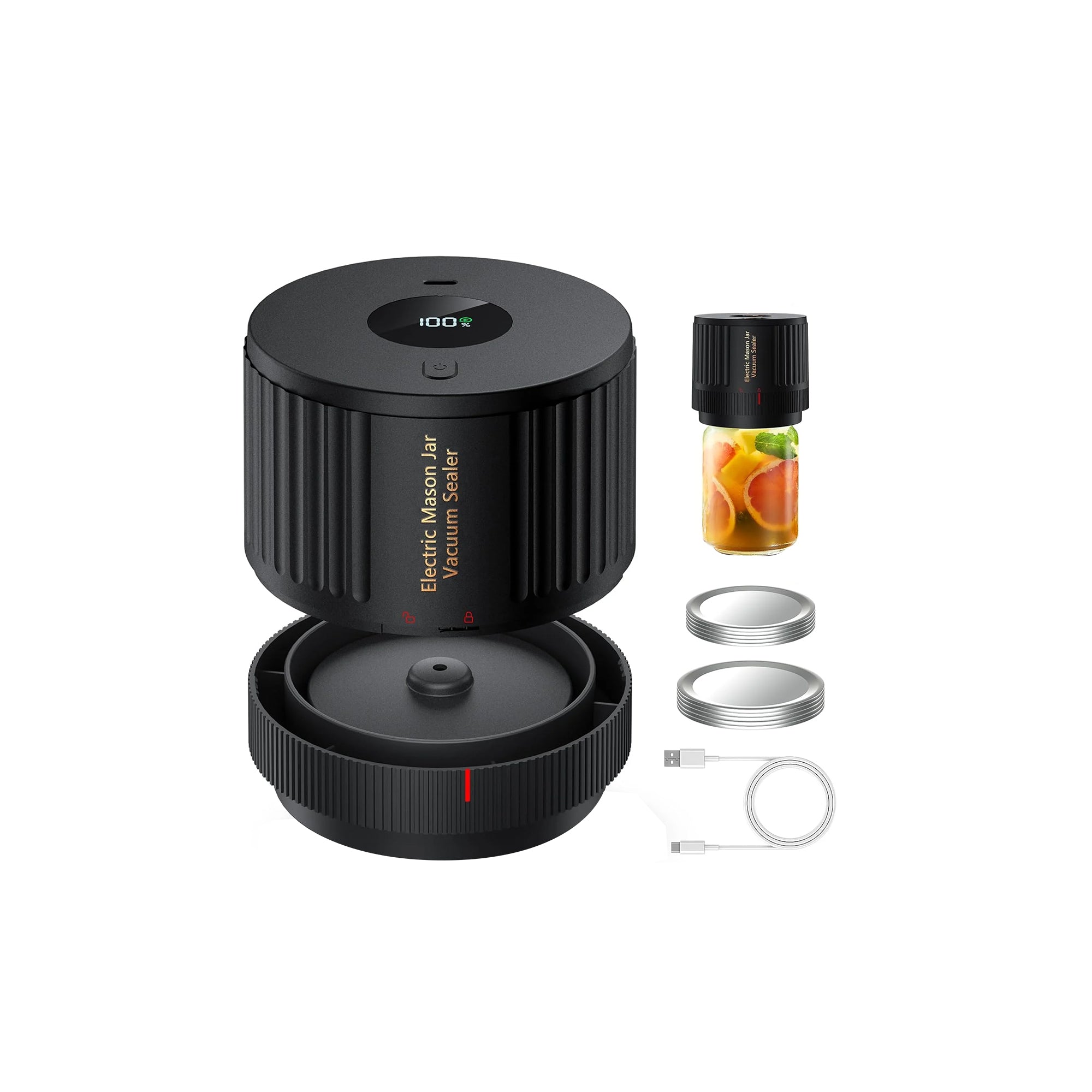 Electric Mason Jar Vacuum Sealer Kit Wide Regular Mouth Jars Food Freshness Sealer Reusable Storage