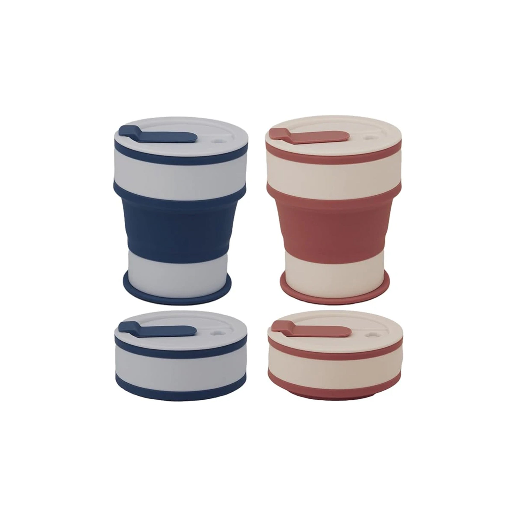 Silicone Collapsible Coffee Cup Ÿ?? 18oz Travel & Camping Cup with Sealed Lid, Blue & Purple, 2-Pack