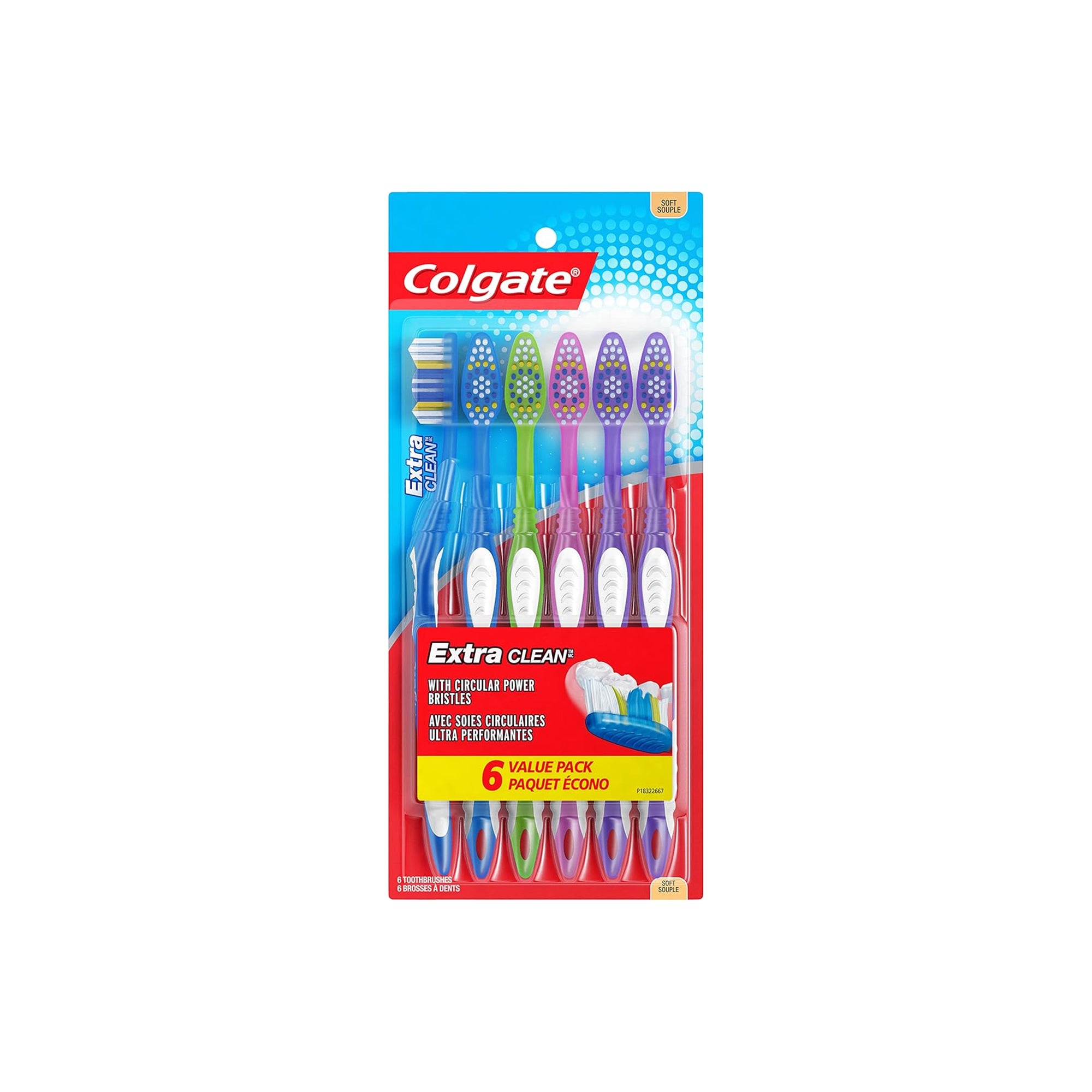 Colgate Extra Clean Toothbrush Full Head Soft 6 Count Pack for Gentle Cleaning