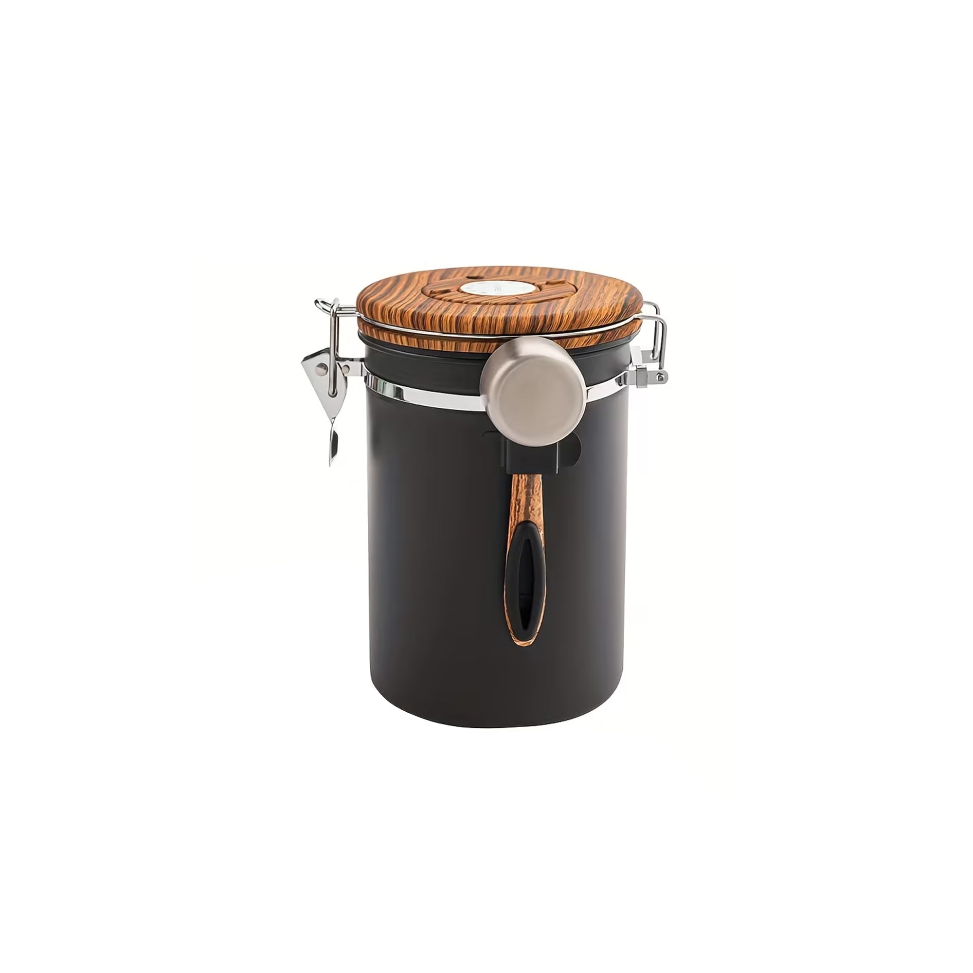 ZWOOS Coffee Canister Ÿ?? Airtight 1kg Stainless Steel Coffee Bean Container with Wooden Grain Lid & Measuring Spoon