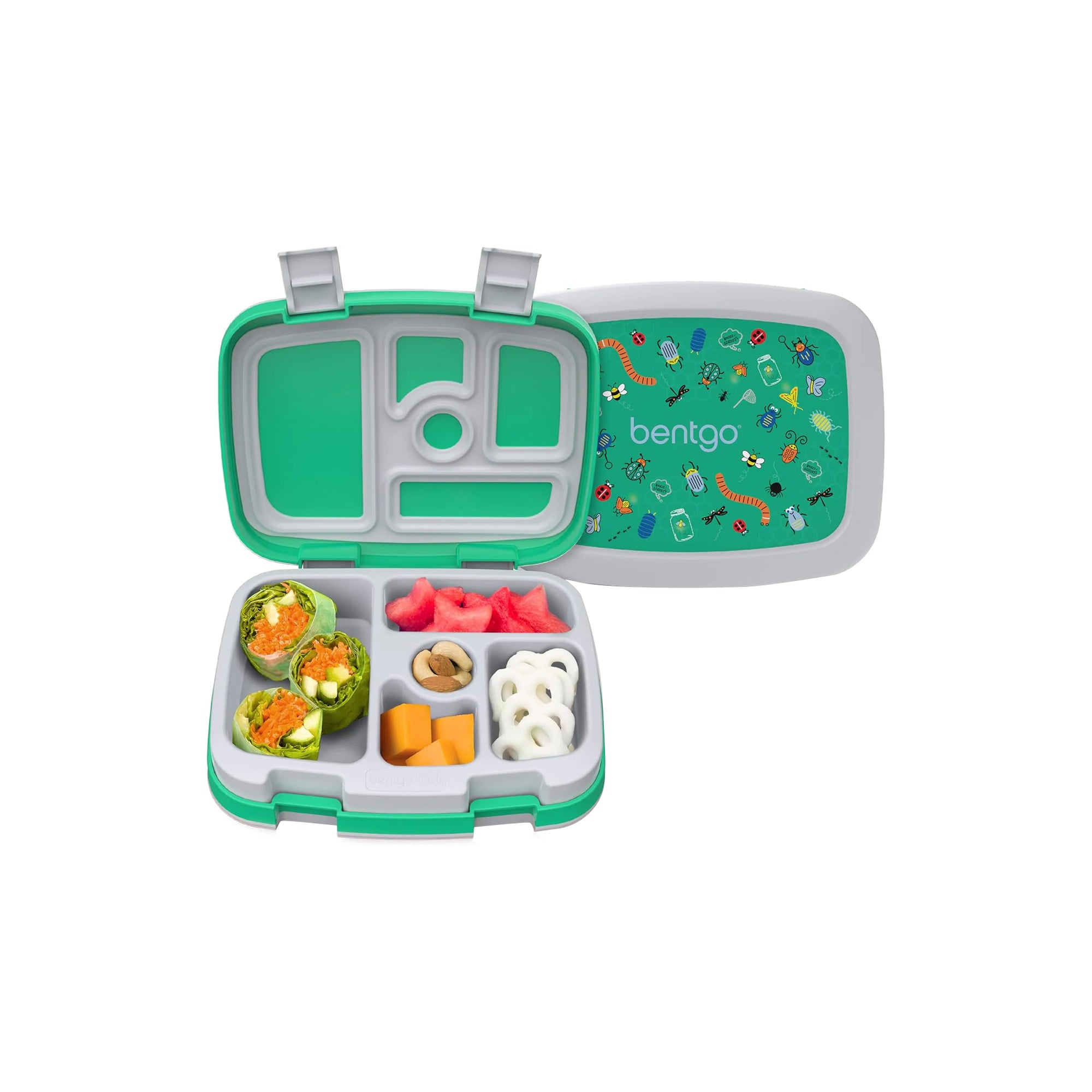 Bentgo Kids Prints Lunch Box Bug Buddies Leak Proof Bento Box for Kids Ages 3 to 7 Compartments