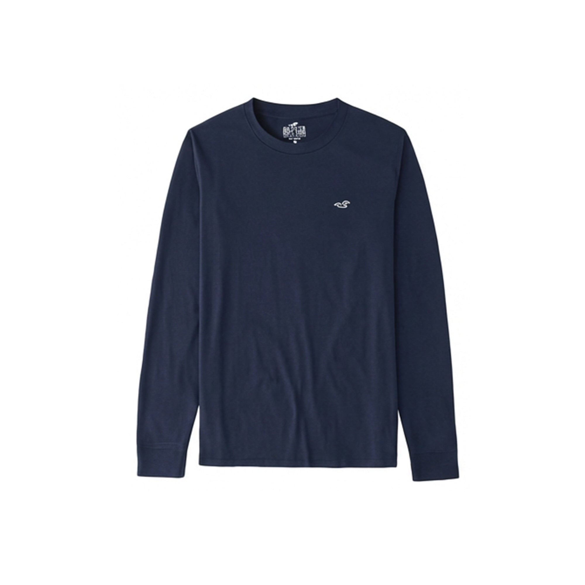 Hollister Must-Have Collection Men's Black Round Neck Long Sleeve T-Shirt, Comfortable Casual Wear