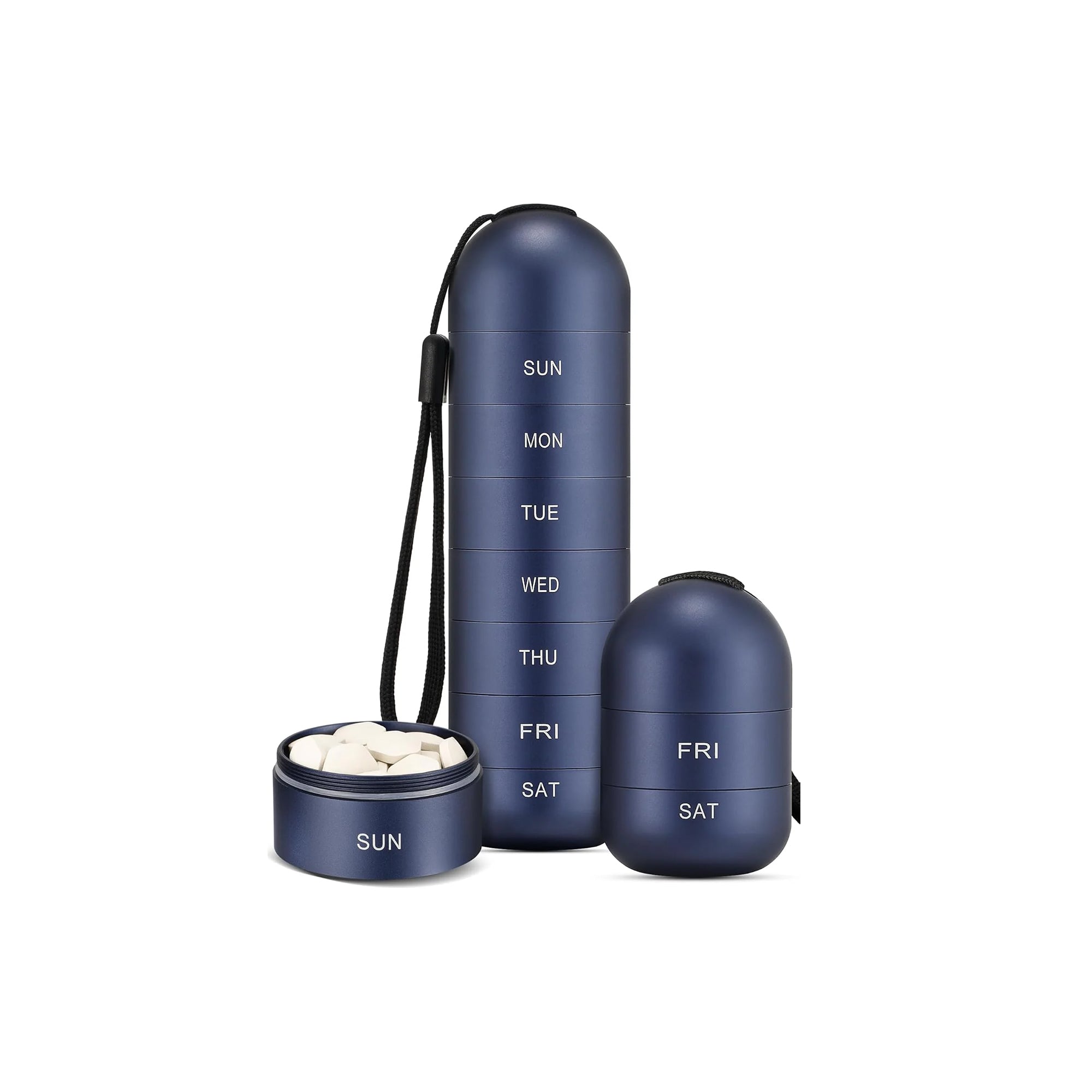 Metal Moisture Proof Weekly Pill Organizer Ÿ?? 7 Day Durable Travel Medication Case