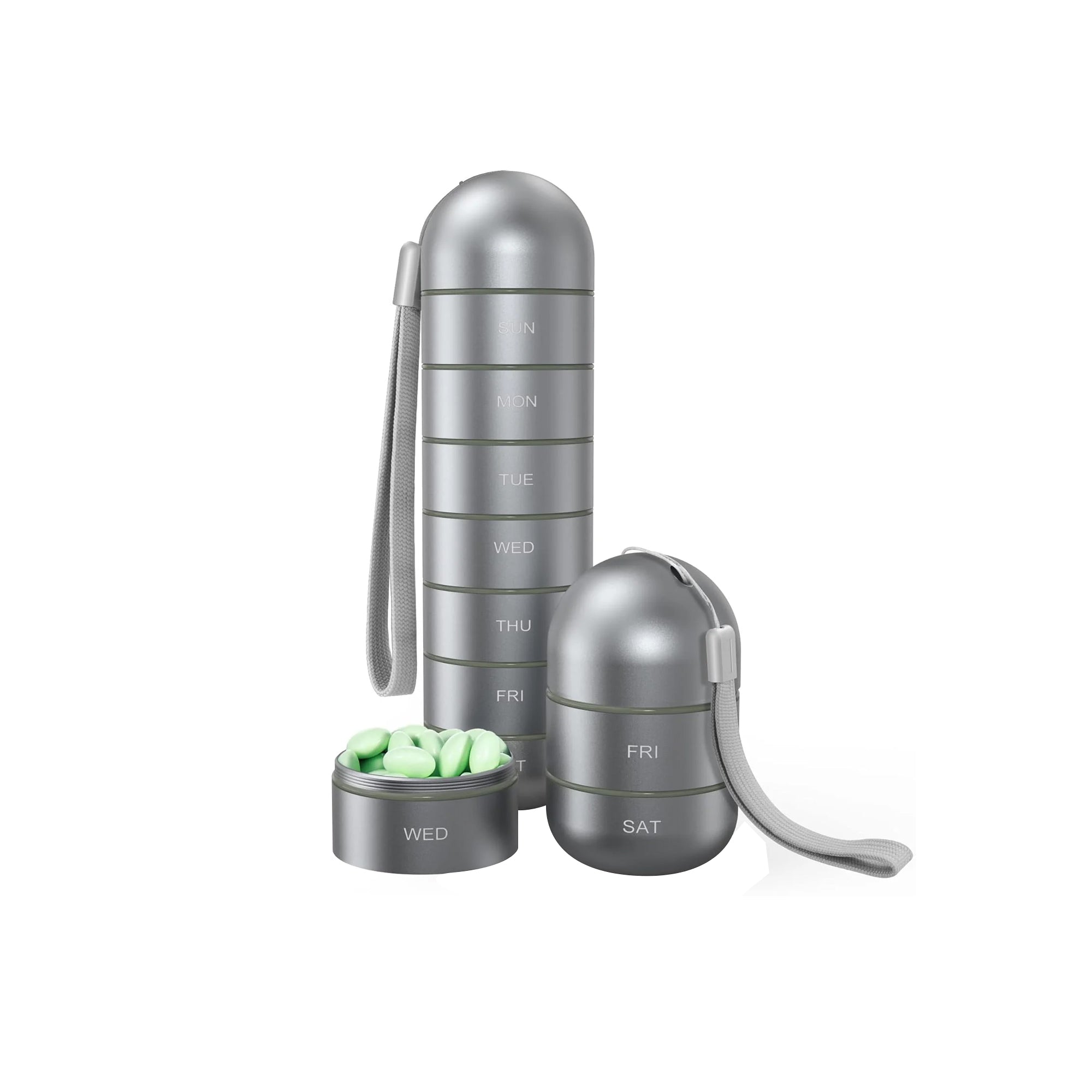 Metal Moisture Proof Weekly Pill Organizer Ÿ?? 7 Day Durable Travel Pill Box