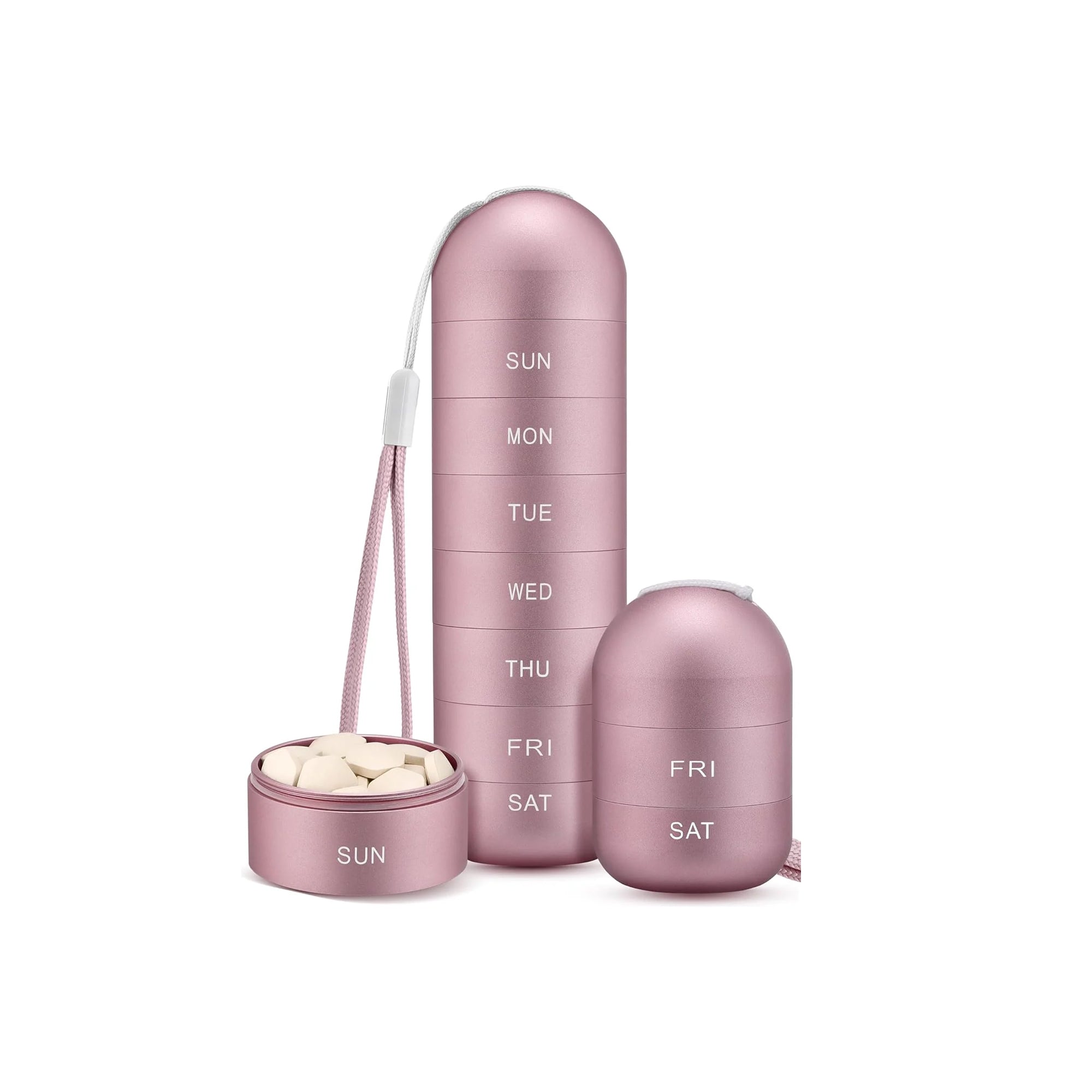 Metal Moisture Proof Weekly Pill Organizer Durable 7 Day Medication Pill Box