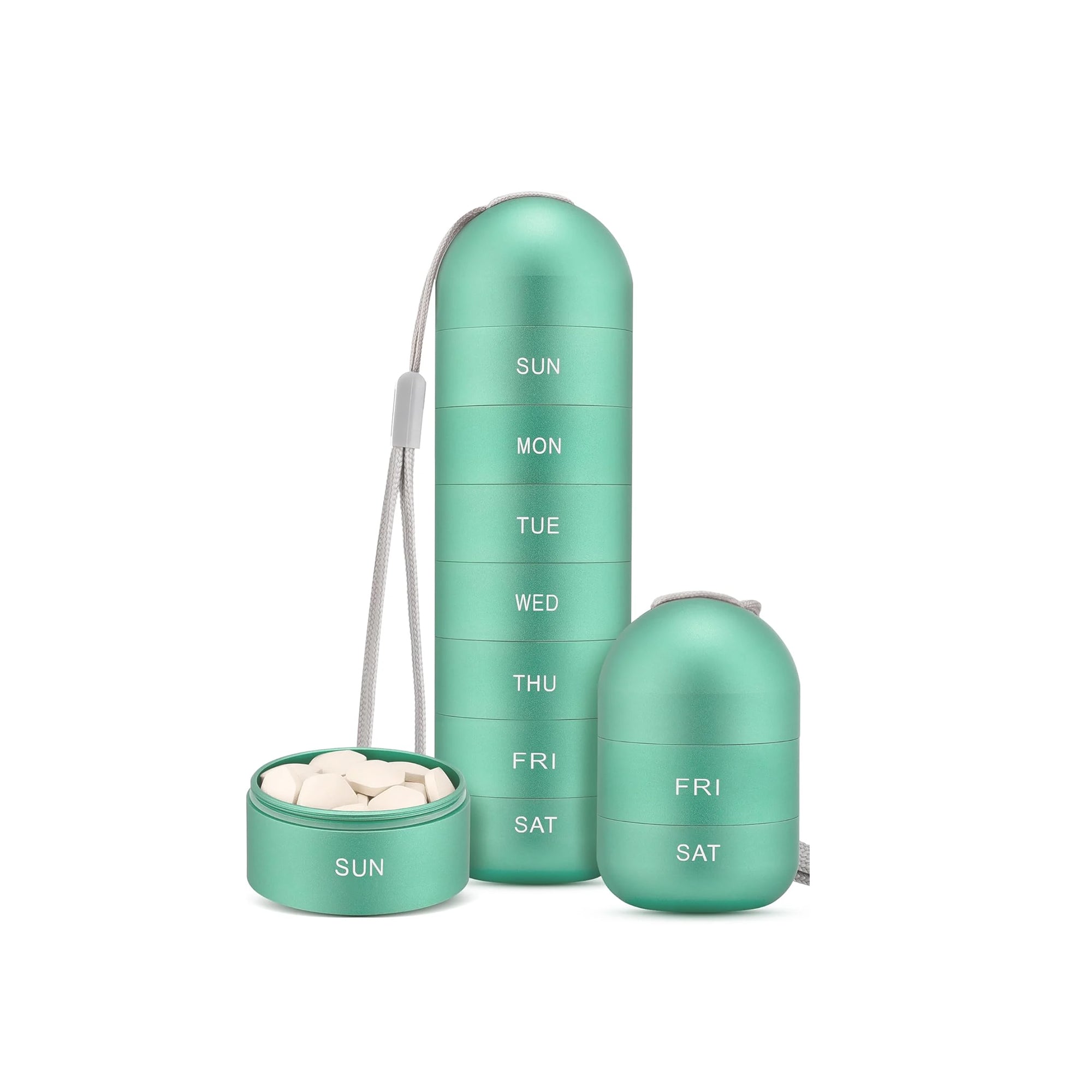 Metal Moisture Proof Weekly Pill Organizer 7 Day Durable Medication Pill Box