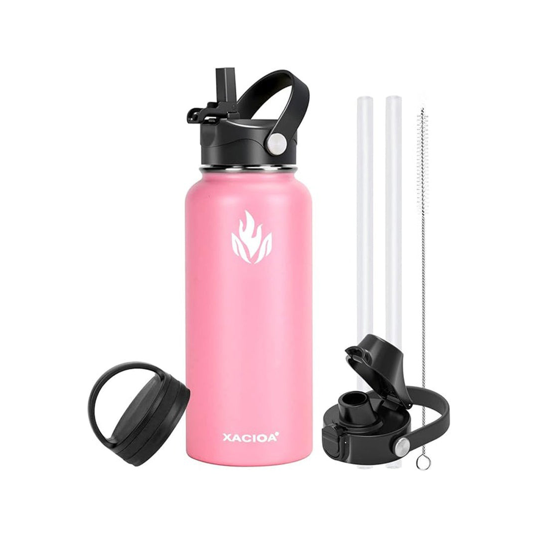 32oz Vacuum Insulated Stainless Steel Water Bottle Ÿ?? Leak-Proof Travel Flask with Straw Lid & Auto Spout