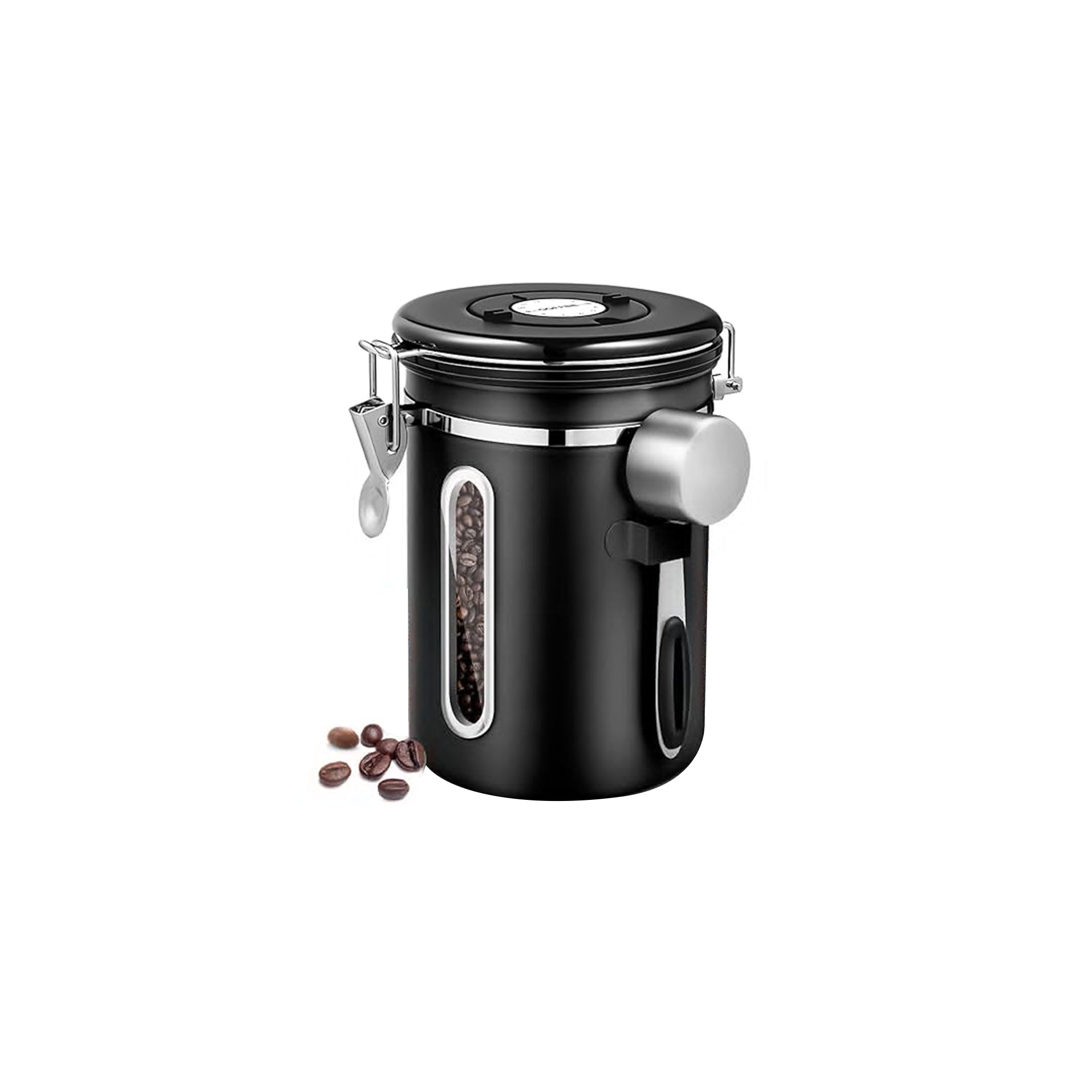 Purpedi Coffee Canister Ÿ?? Airtight 1.8 Litre Stainless Steel Coffee Bean Container with Vacuum Seal & Measuring Spoon