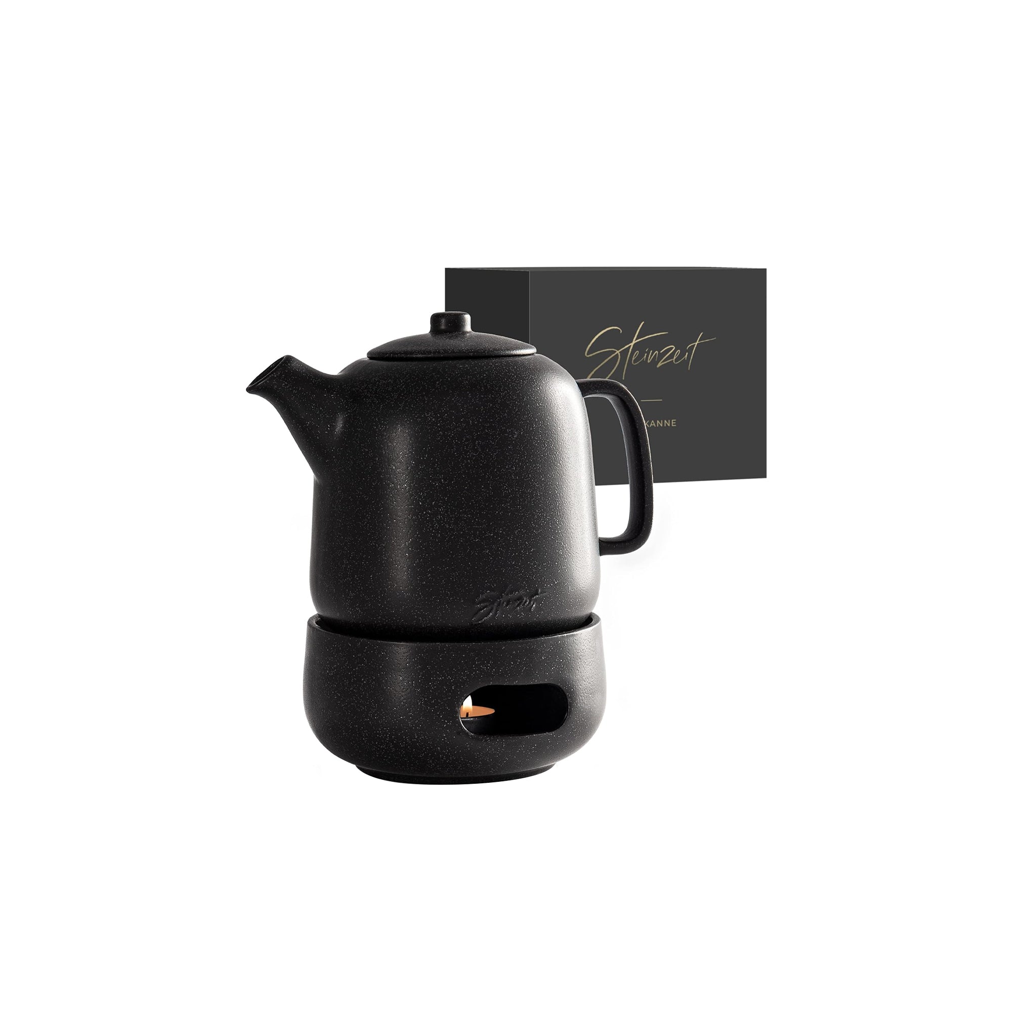 Steinzeit Designer Teapot with Warmer Ÿ?? 1.3L Ceramic Teapot with 304 Stainless Steel Strainer & Unique Glaze