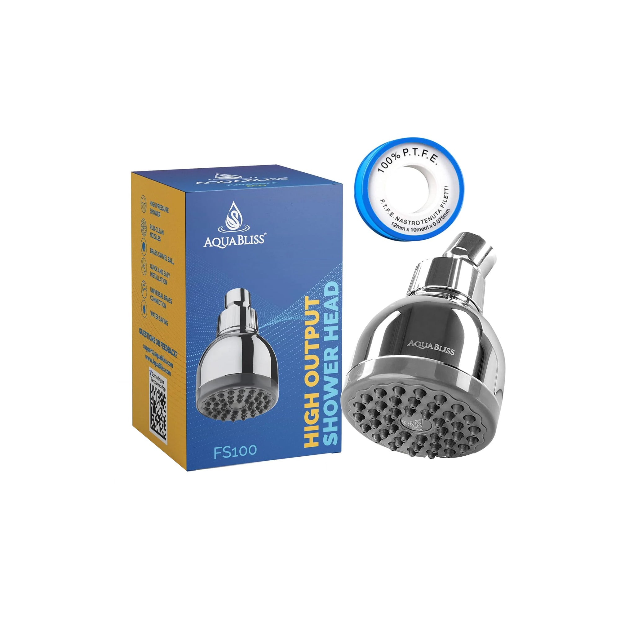 TurboSpa 3-Inch High-Pressure Shower Head Ÿ?? Wide Spray, 42 Nozzles, Stress-Relief Shower