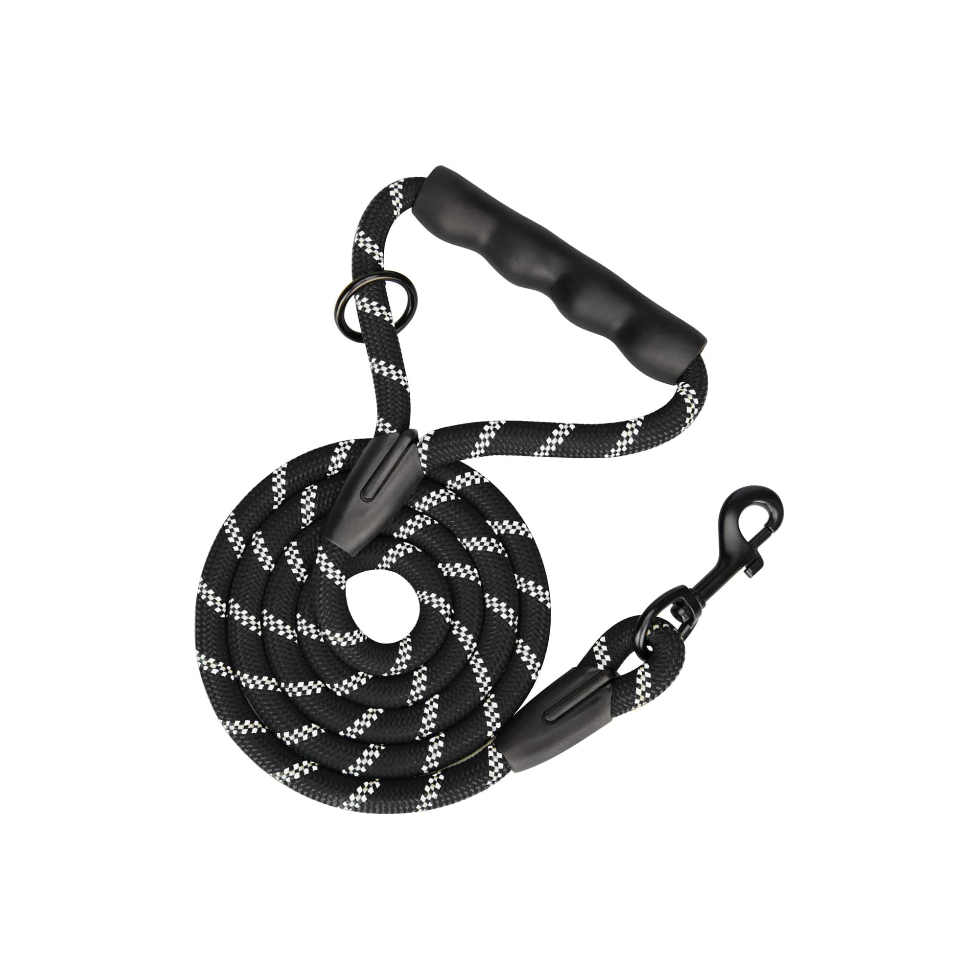 PHOEPET 5ft Reflective Dog Leash Ÿ?? Heavy Duty with Padded Rubber Handle Ÿ?? Black
