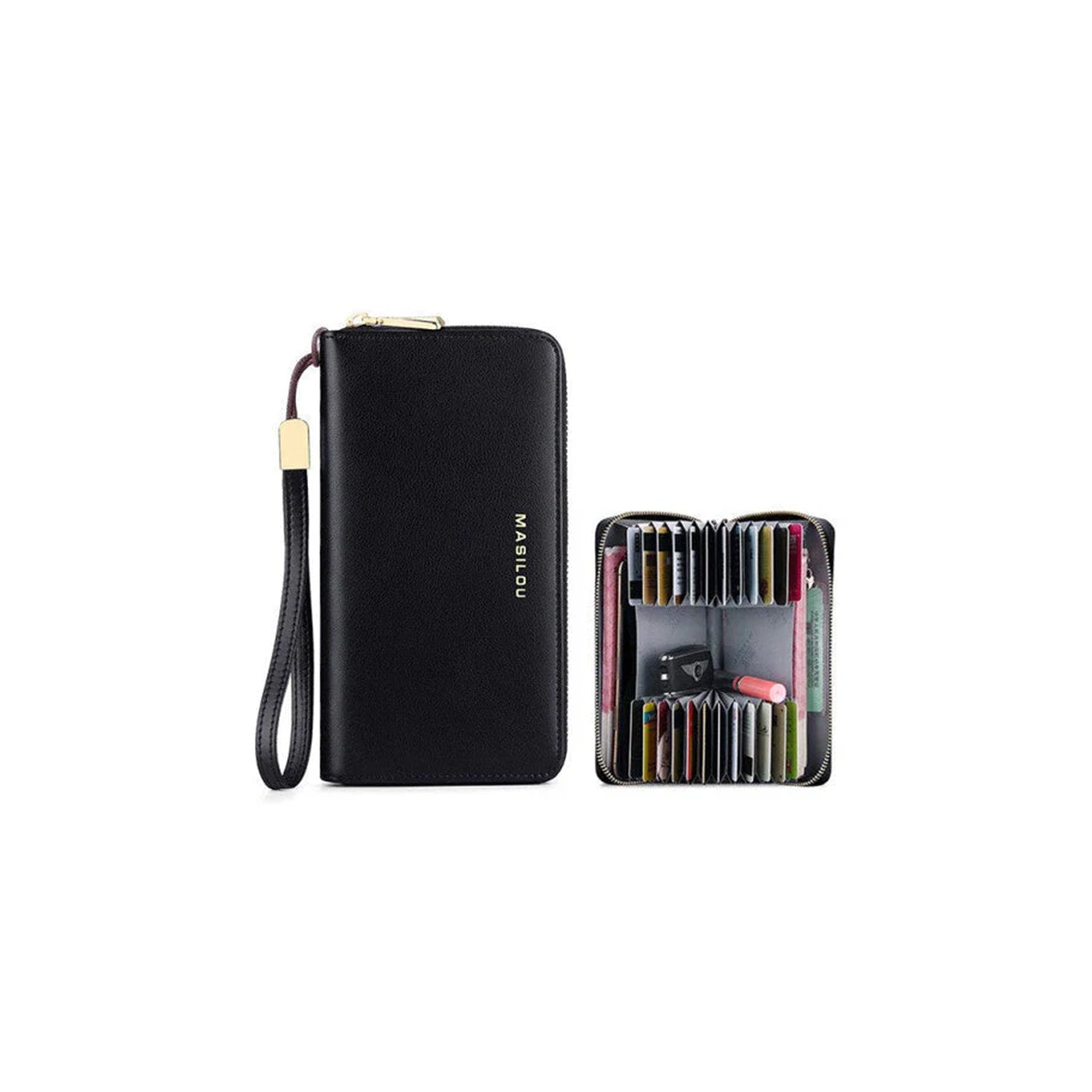 Masilou I Multifunctional leather wallet Black
