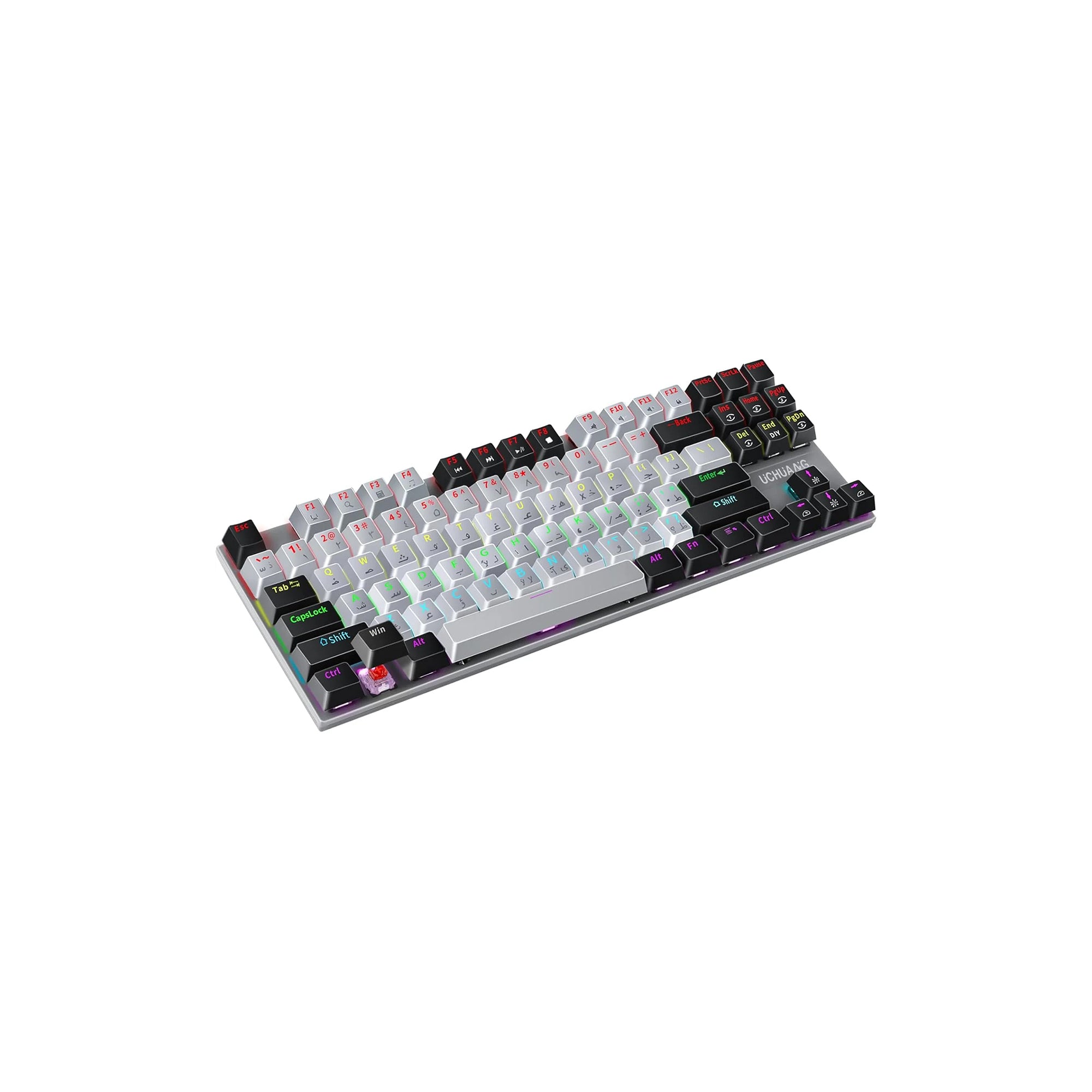 UCHUANG English Arabic Mechanical Gaming Keyboard RGB LED Rainbow Backlit Bilingual Keyboard