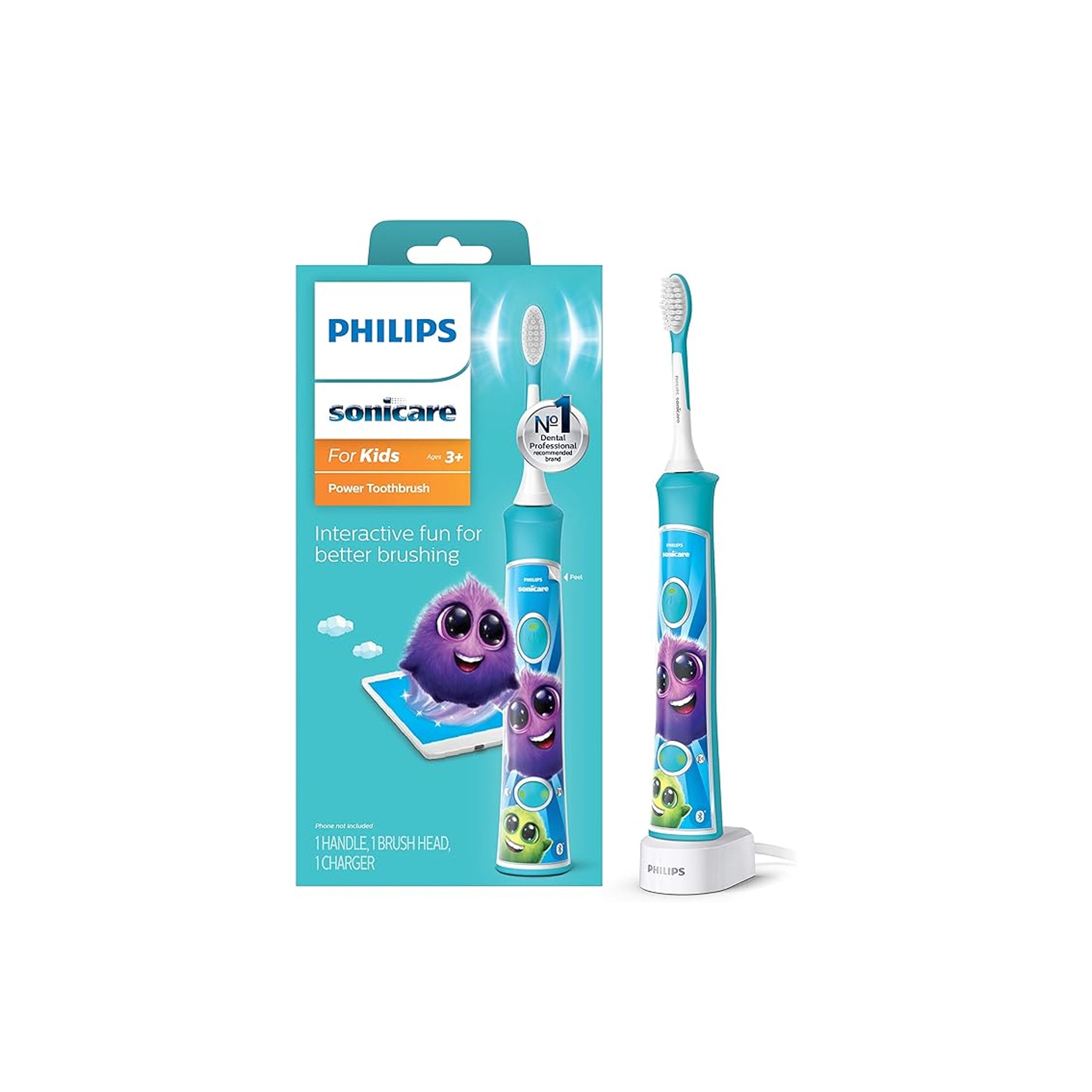 Philips Sonicare for Kids Bluetooth Connected Rechargeable Electric Toothbrush, HX6321/02