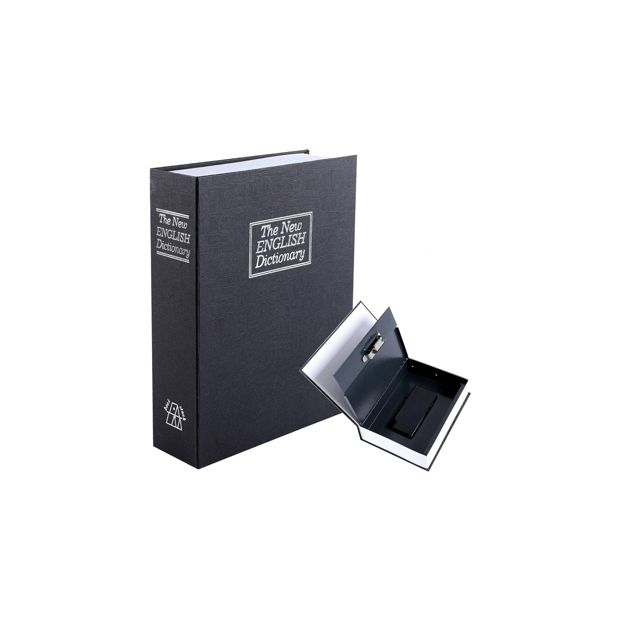 KYODOLED Extra Large Book Safe with Key Lock Portable Metal Hidden Safe Box 10.5 x 7.8 x 2.6 Black