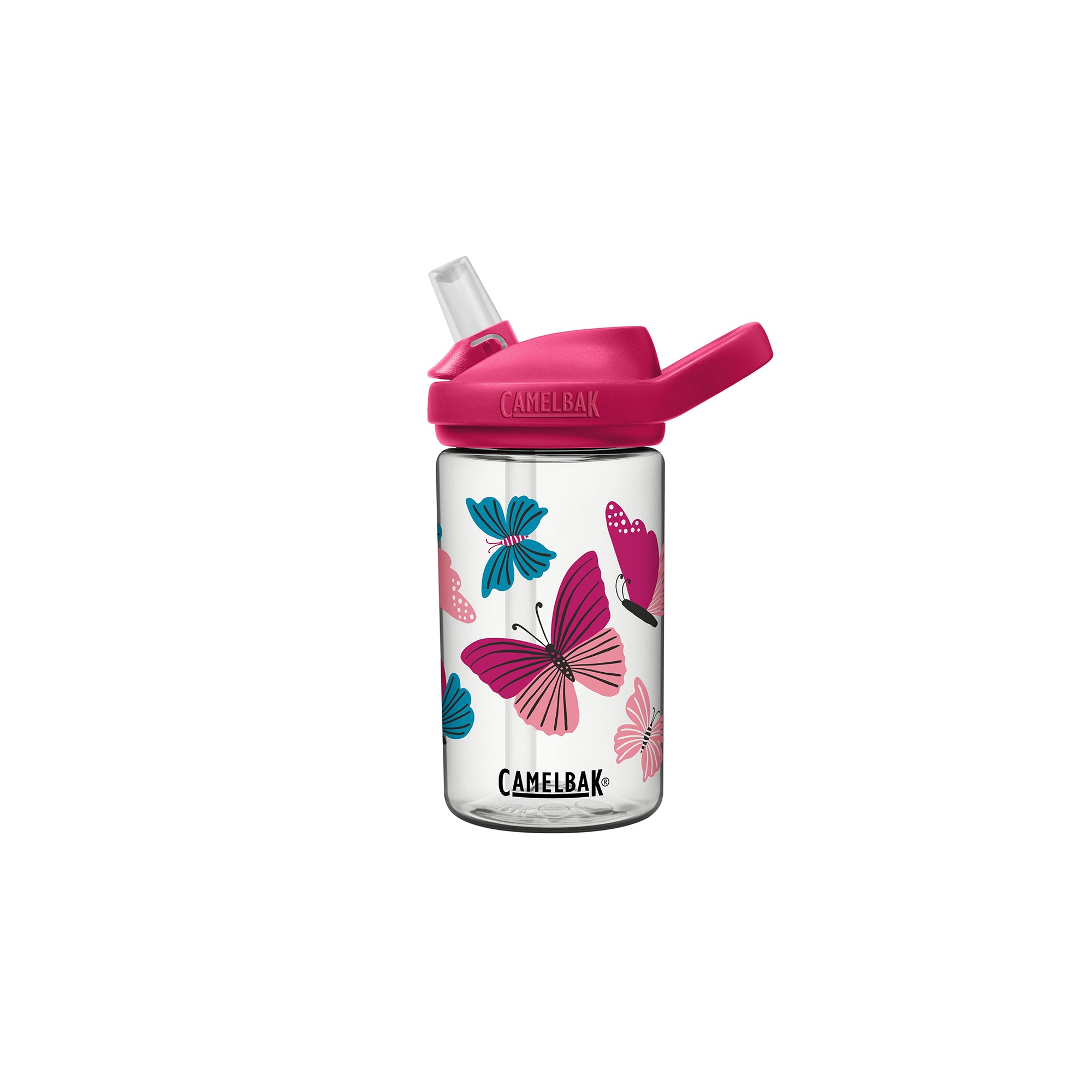 CamelBak Eddy 14oz Kids Water Bottle with Tritan Renew, Straw Top, Leak-Proof, Colorblock Butterflies