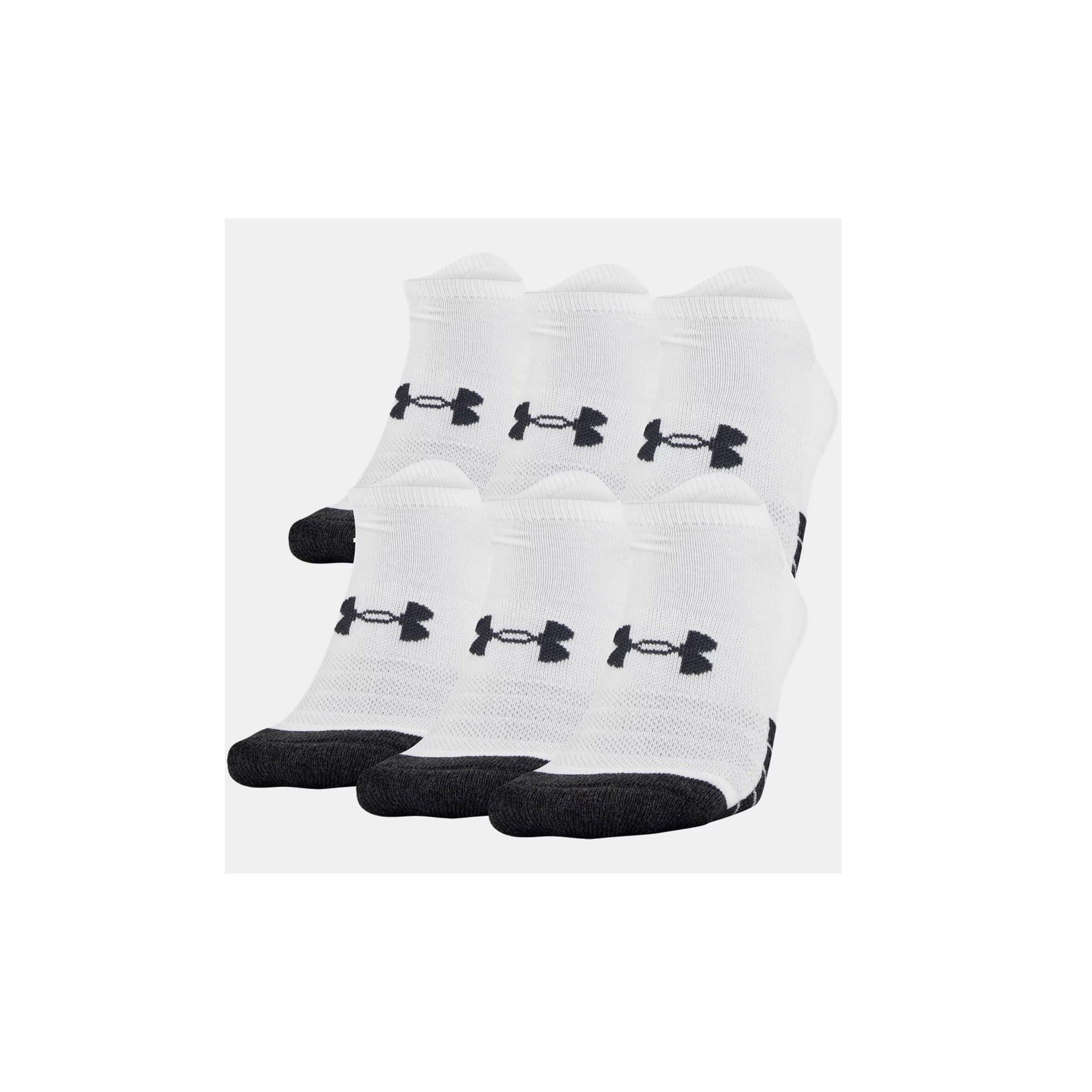 Under Armour UA Performance Tech No Show Socks 6 Pack LG White
