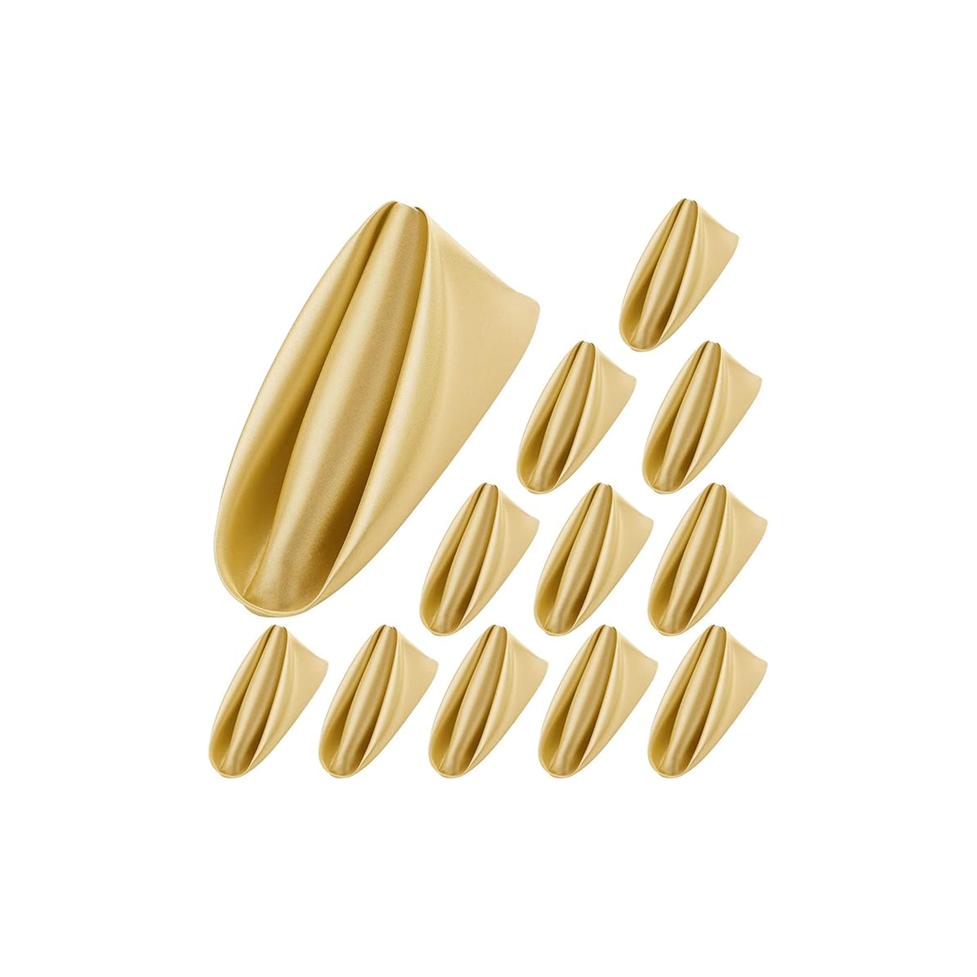 ANECO Satin Cloth Napkins 17 x 17 Inch Gold Soft Dinner Table Napkins 12 Pack for Weddings Parties Restaurants
